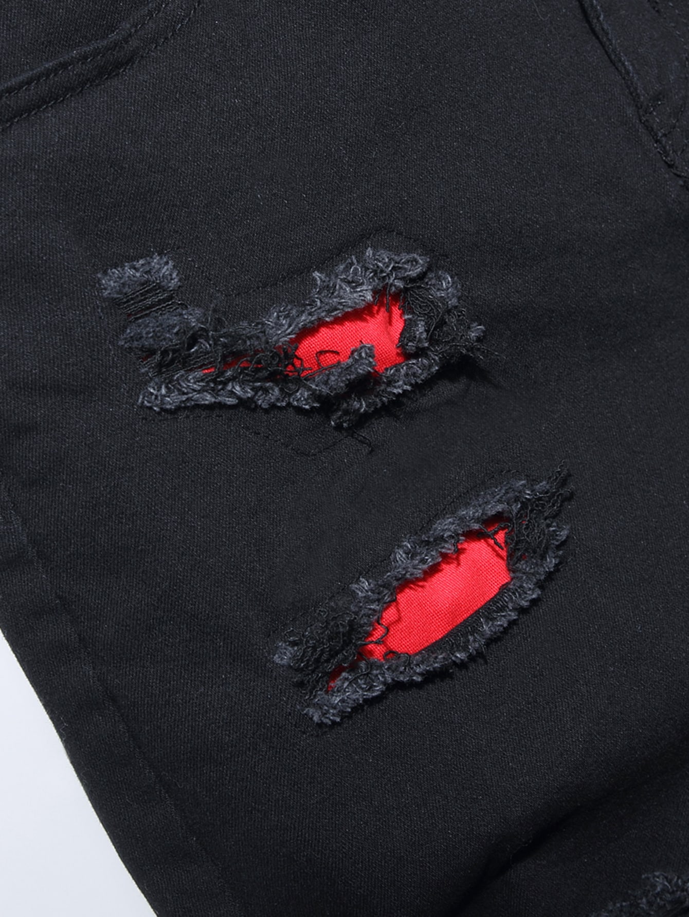 Men Cotton Ripped Raw Hem Denim Shorts