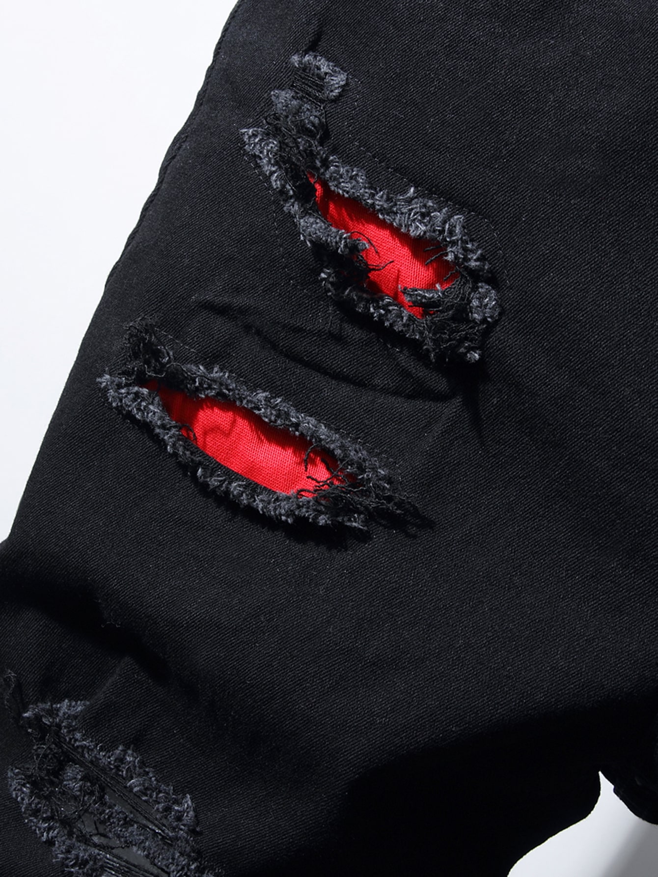 Men Cotton Ripped Raw Hem Denim Shorts