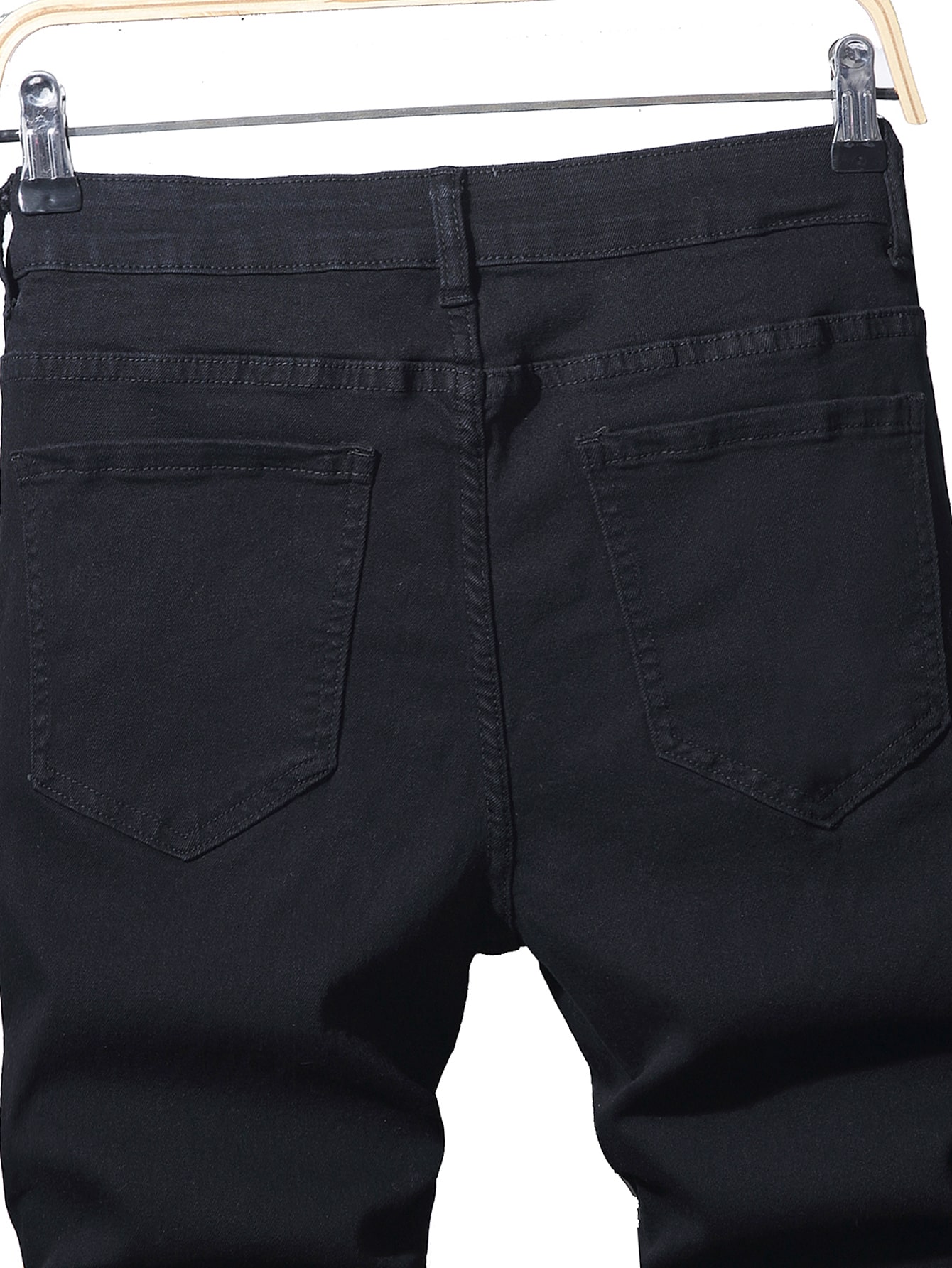 Men Cotton Ripped Raw Hem Denim Shorts
