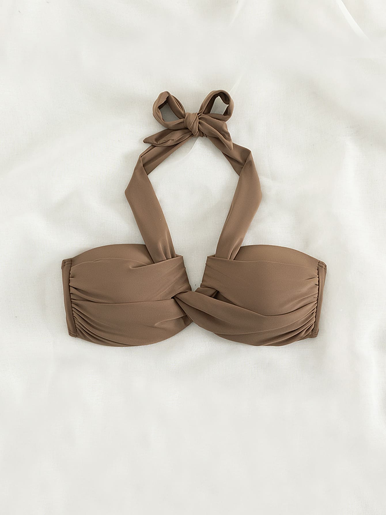 Summer Beach Twist Front Halter Bikini Top
