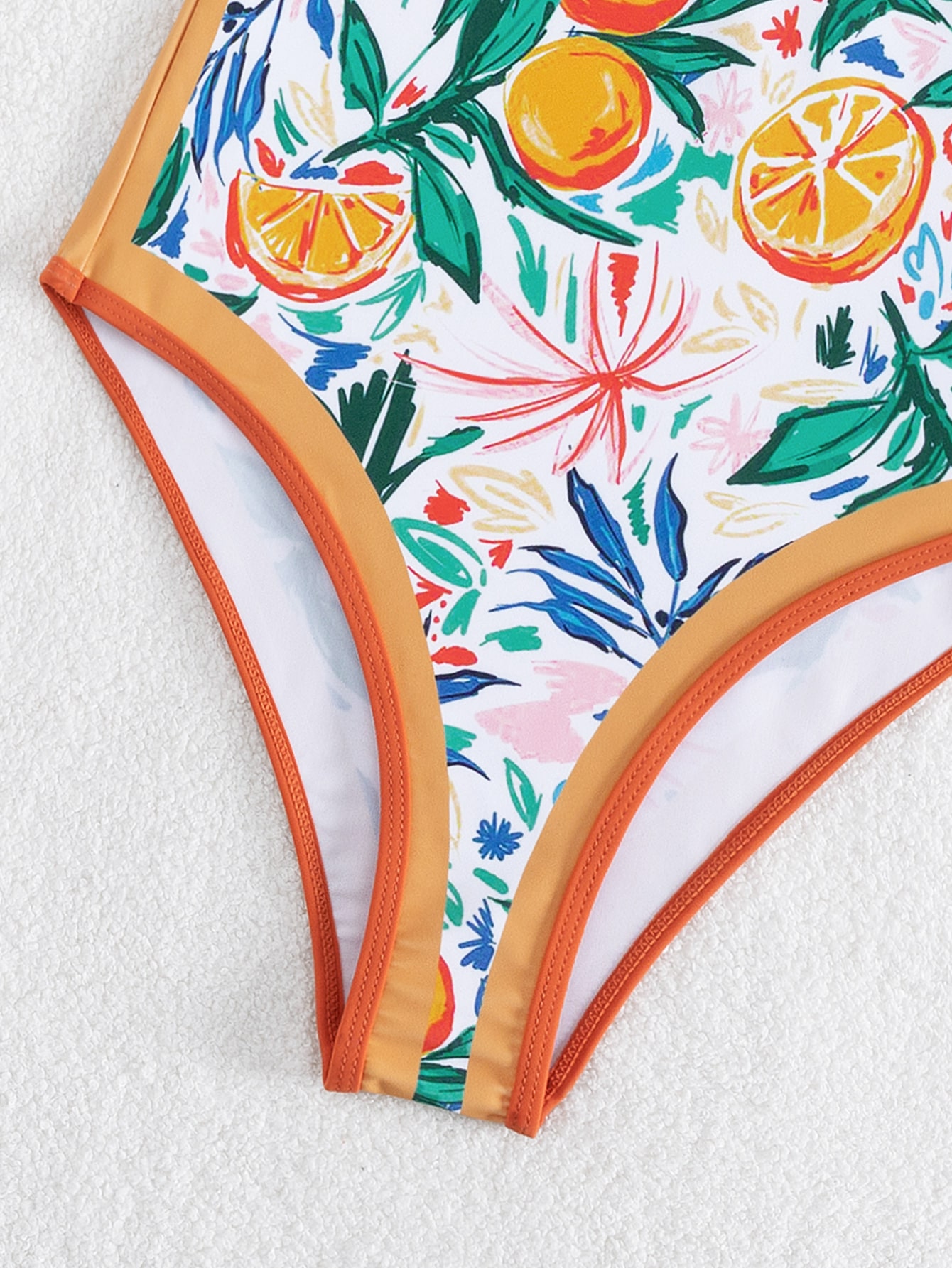 Summer Beach Fruit Print Tie Shoulder One Piece Swimsuit