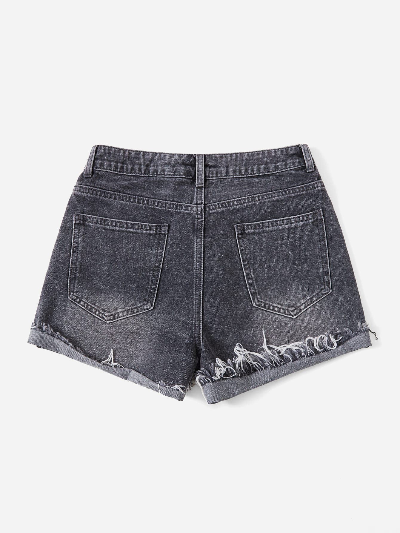 Goth Skull Print Ripped Denim Shorts, School