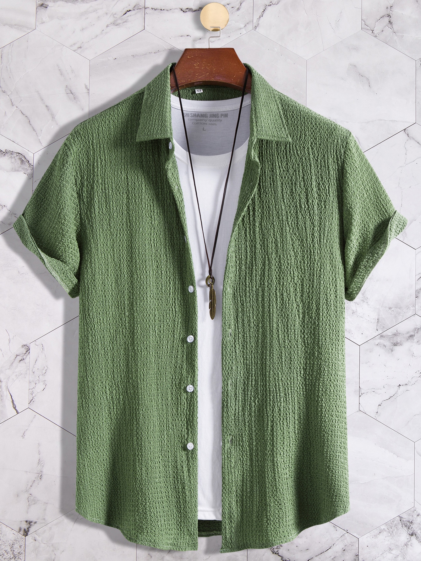 Guys Solid Button Up Shirt Without Tee