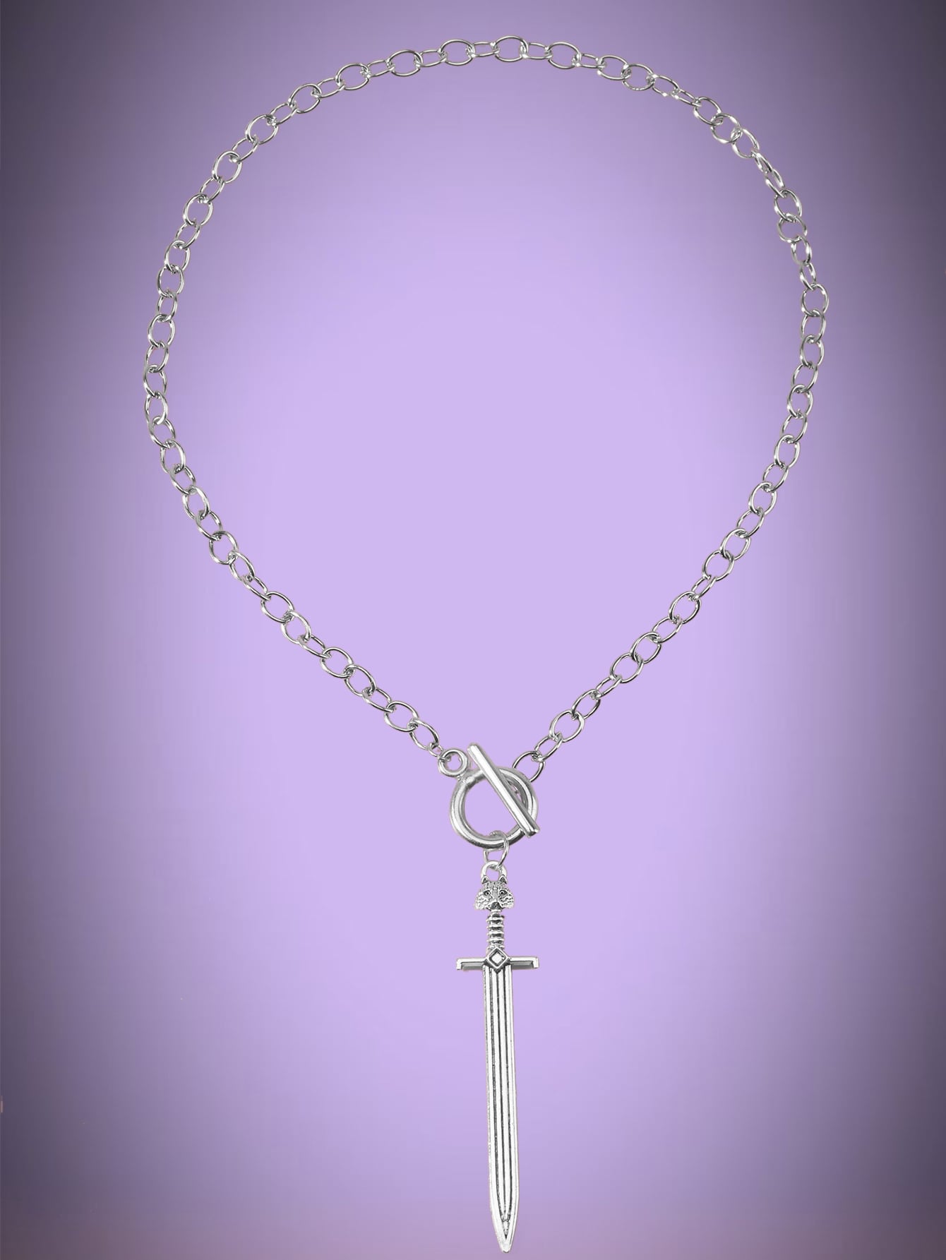 Goth Sword Charm OT Buckle Necklace
