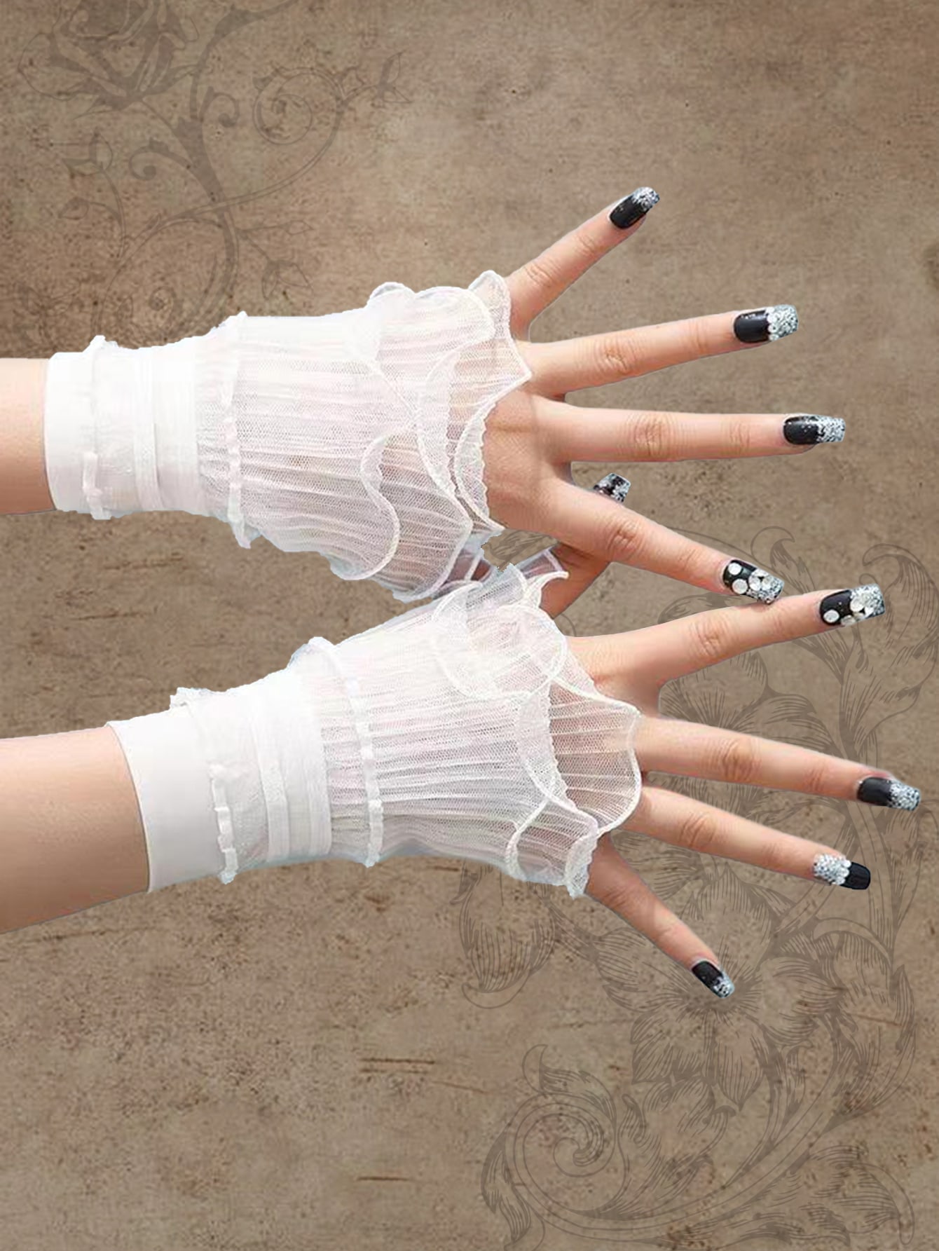 Ruffle Trim Fake Cuffs