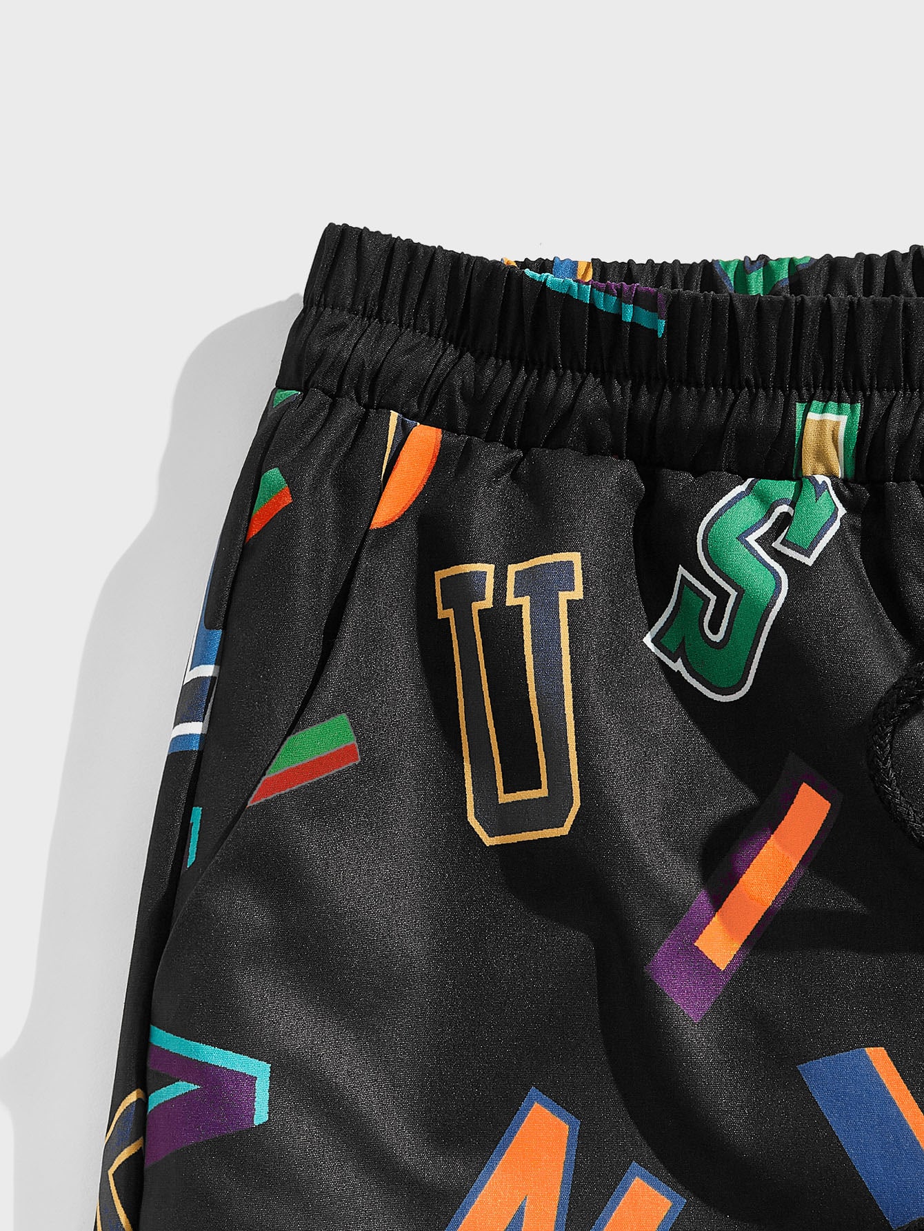 Street Life Guys Letter Graphic Drawstring Waist Pants