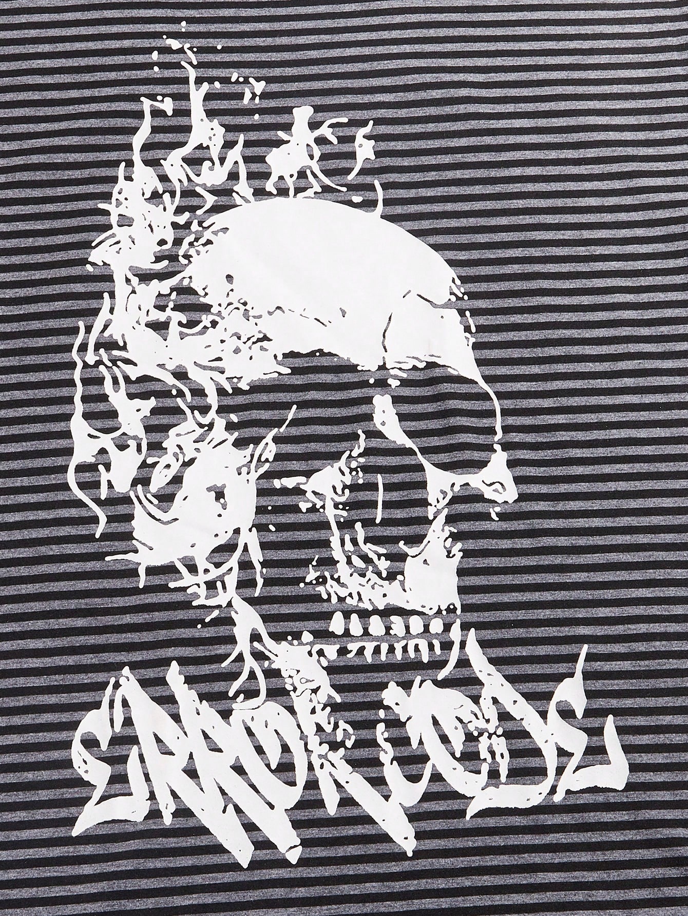 Goth Guys Striped & Skull Print Tee