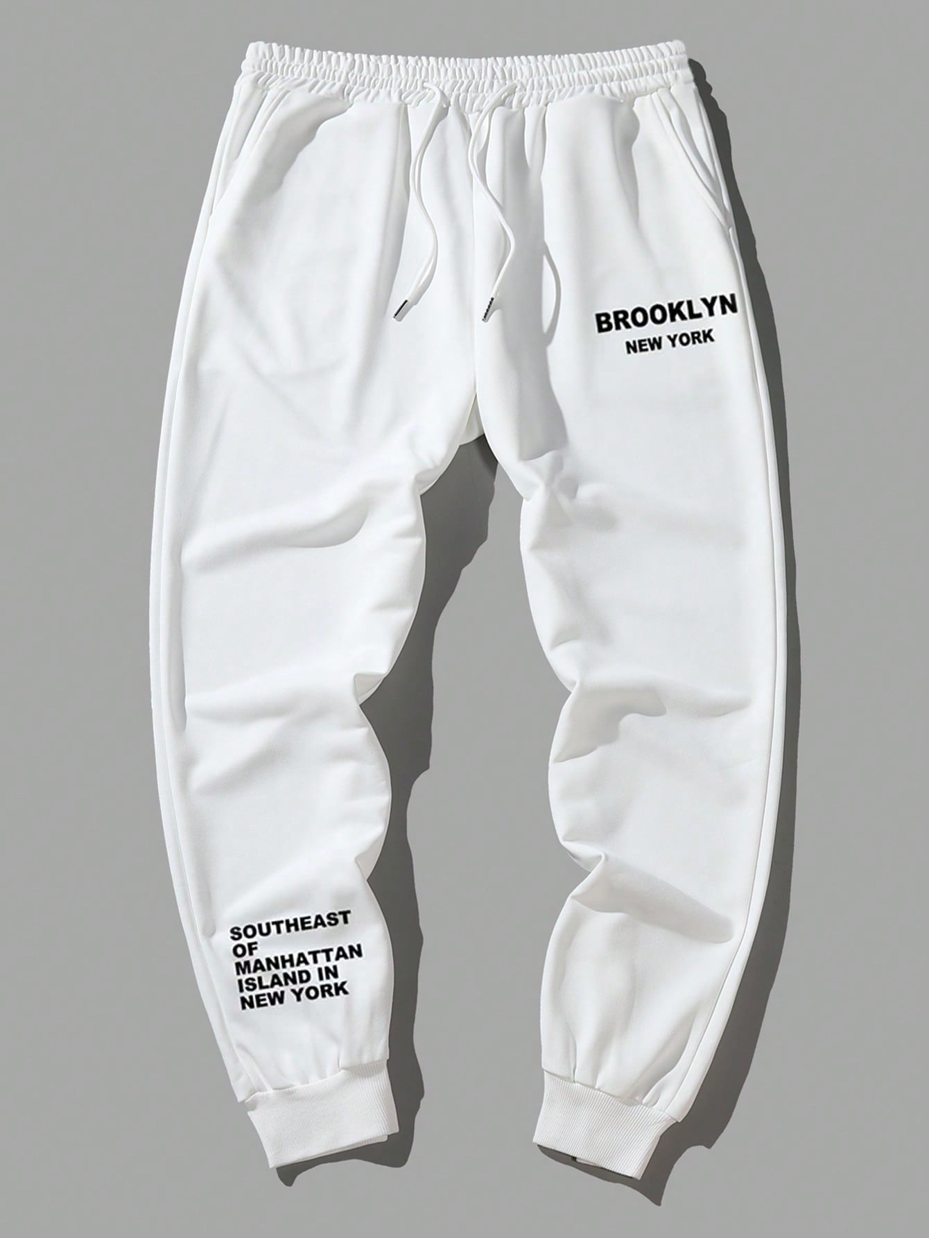 Guys Slogan Graphic Drawstring Waist Sweatpants