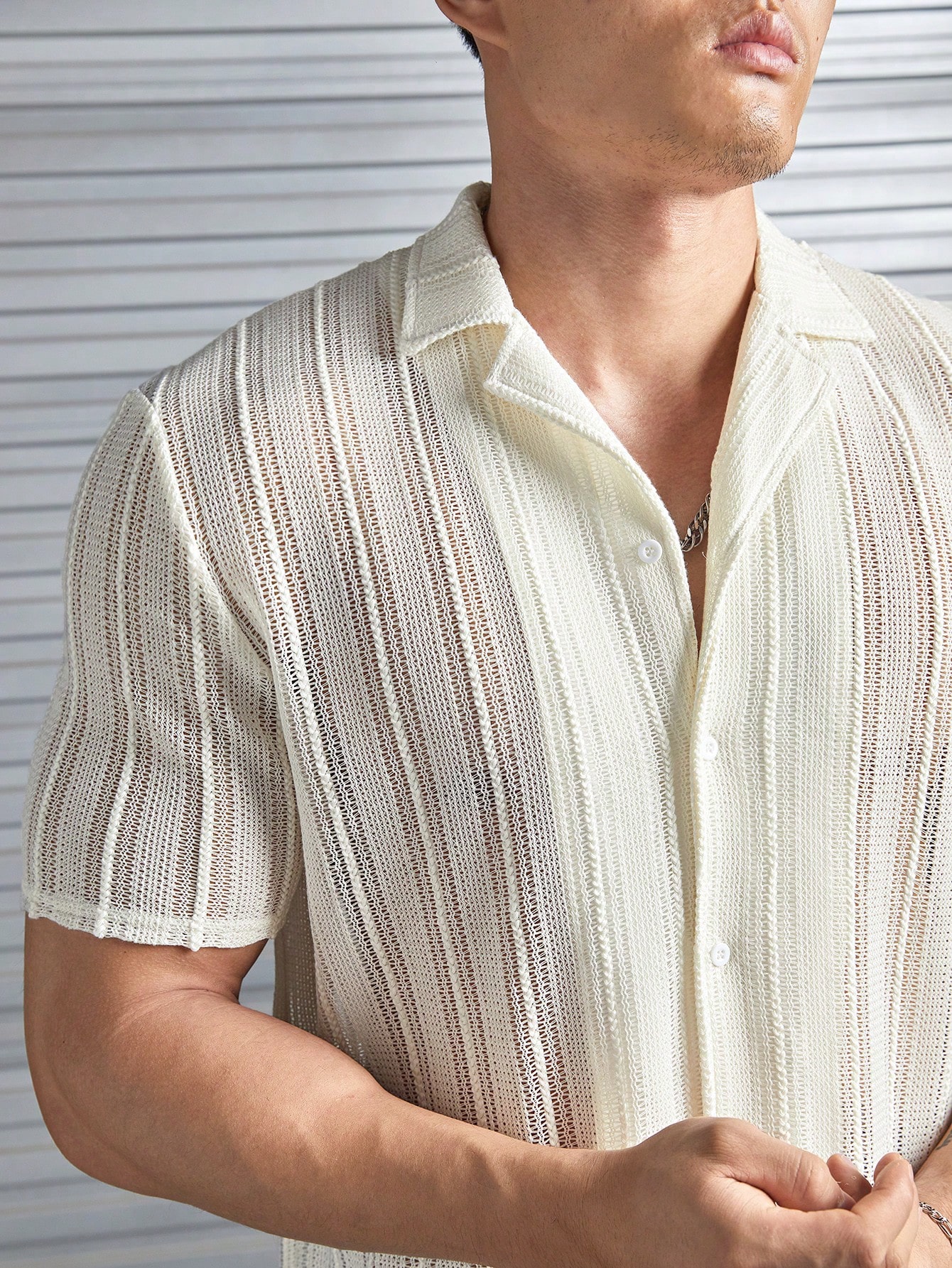 Guys Solid Button Up Shirt