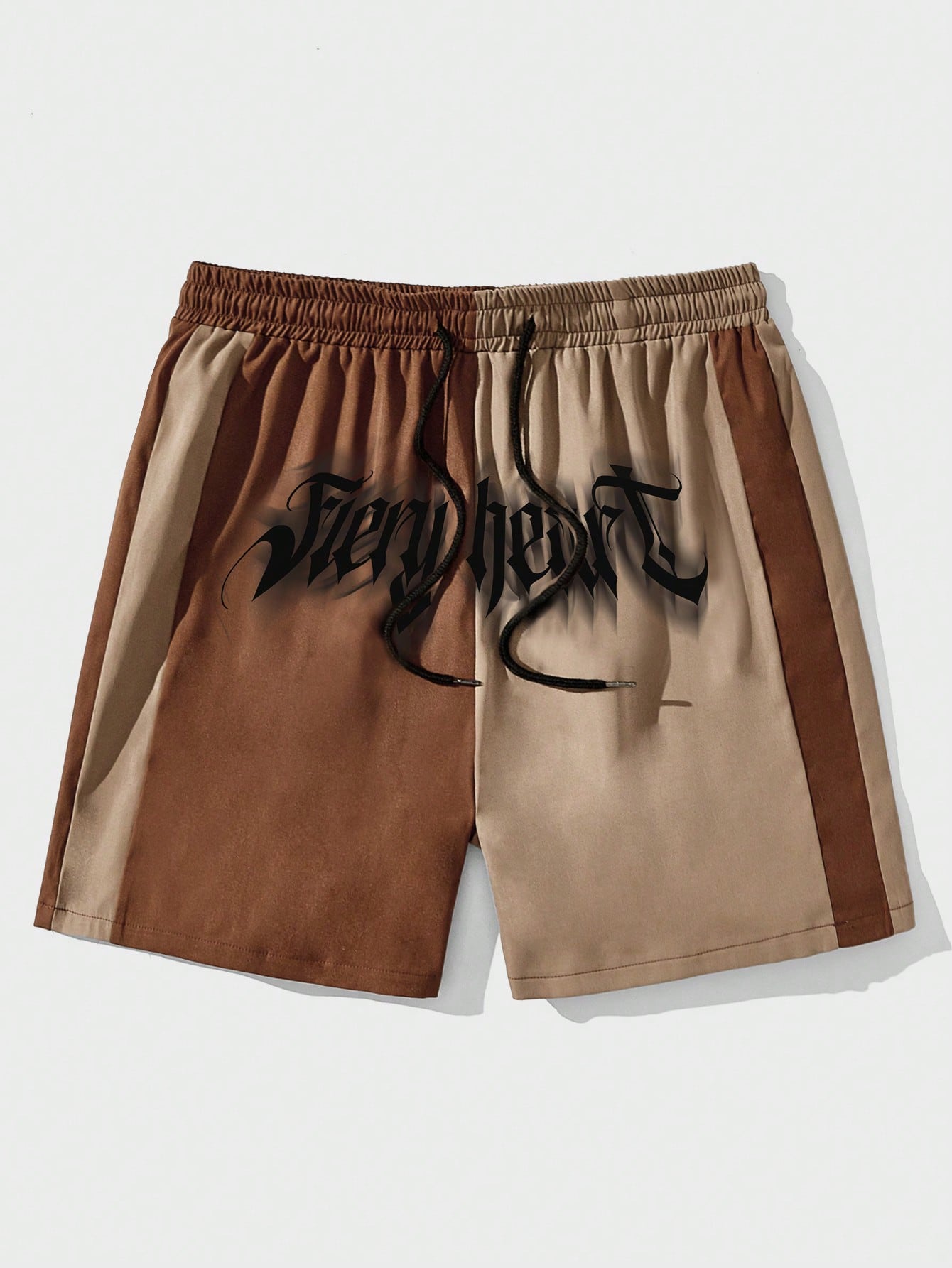 Guys Two Tone Letter Graphic Drawstring Waist Shorts