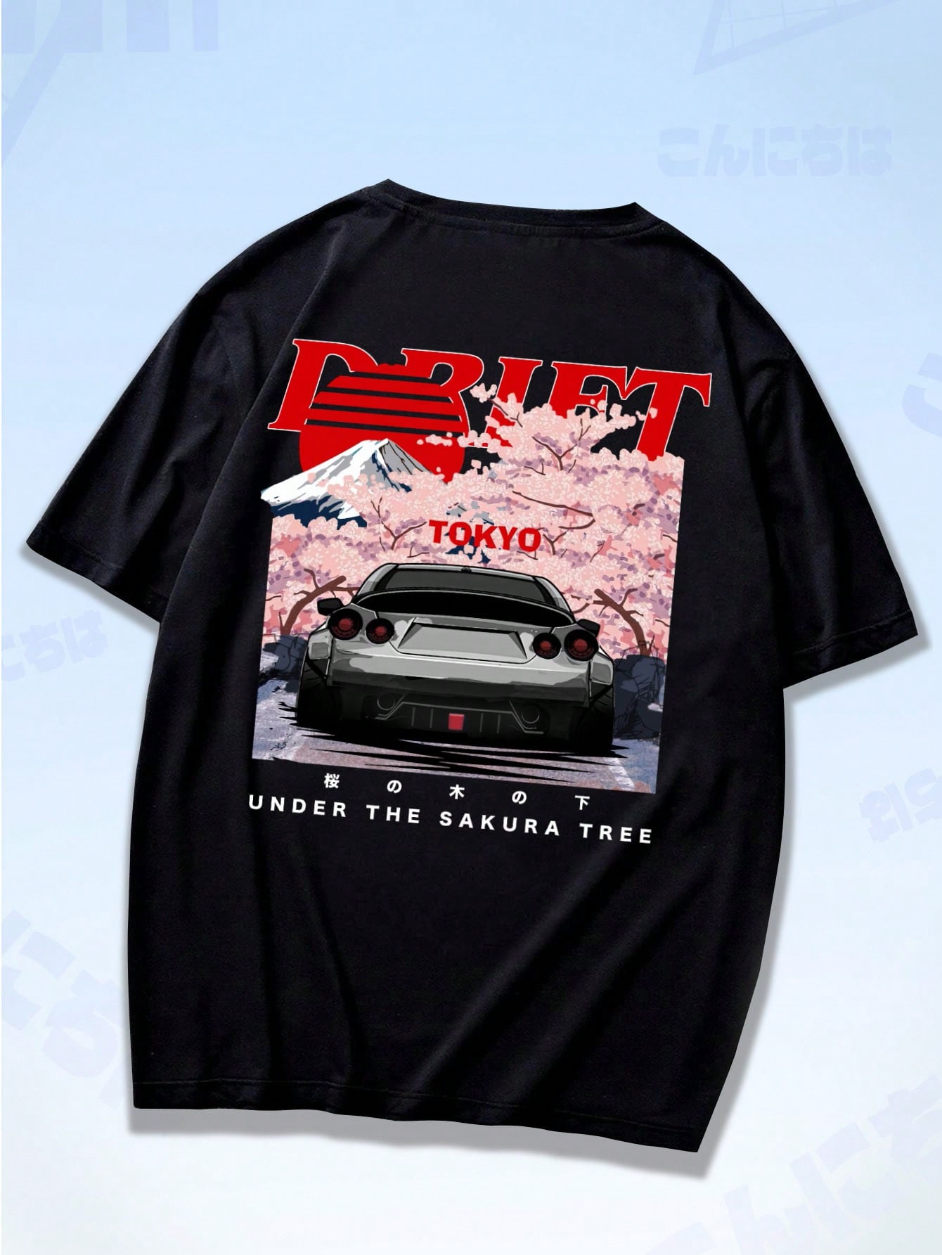Anime Men Cotton Car & Letter Graphic Tee, School