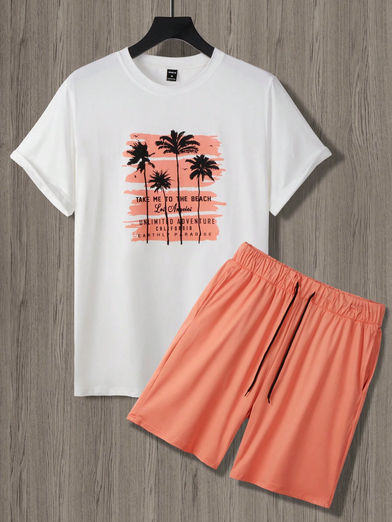 Guys Tropical Print Tee & Drawstring Waist Shorts