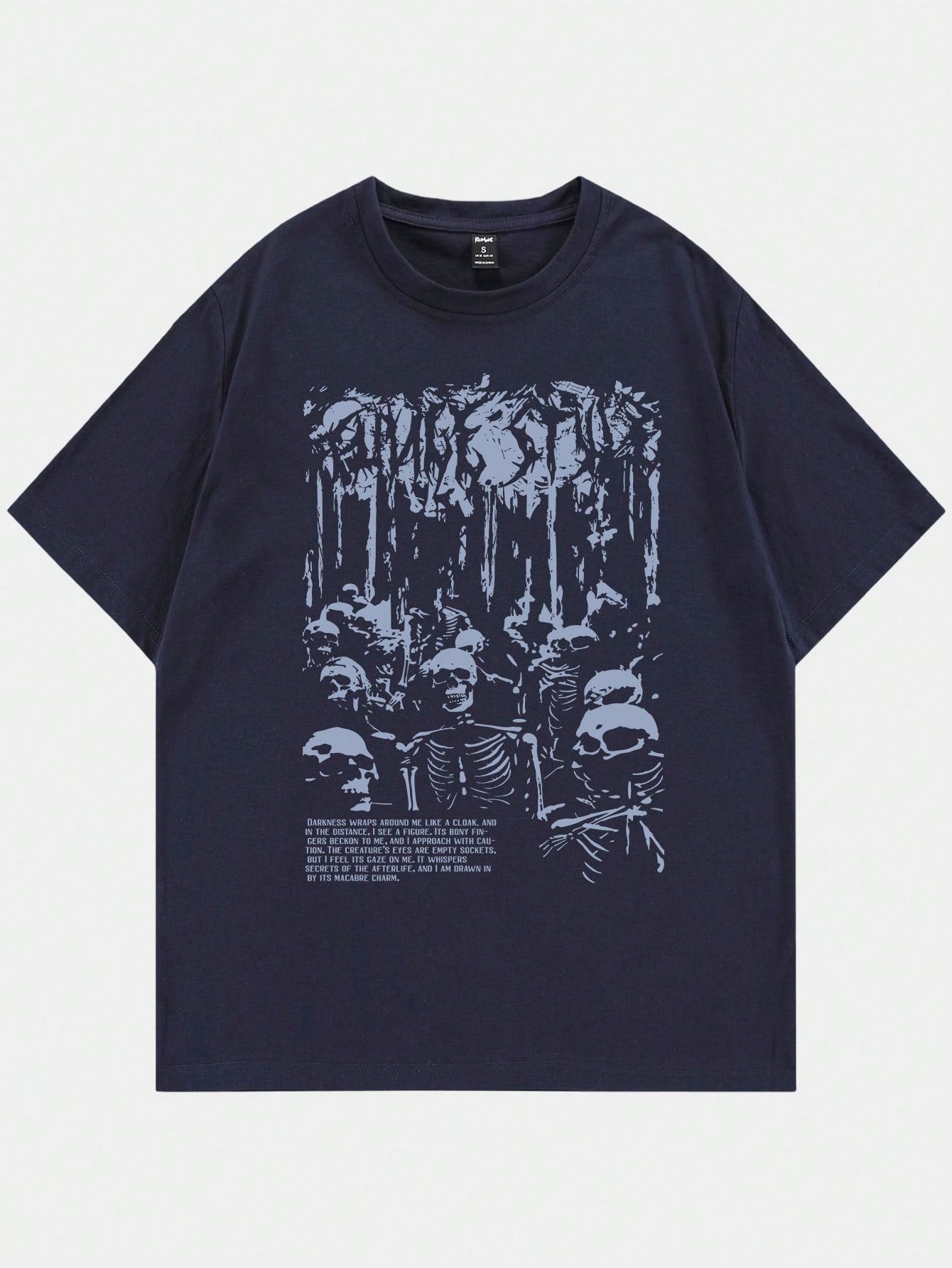 Grunge Punk Men Skeleton Graphic Tee For Halloween, School