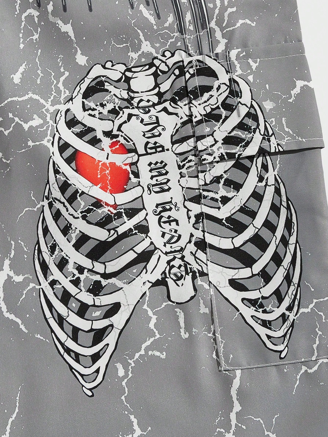 Grunge Punk Men Letter & Skeleton Print Drawstring Waist Pants, School