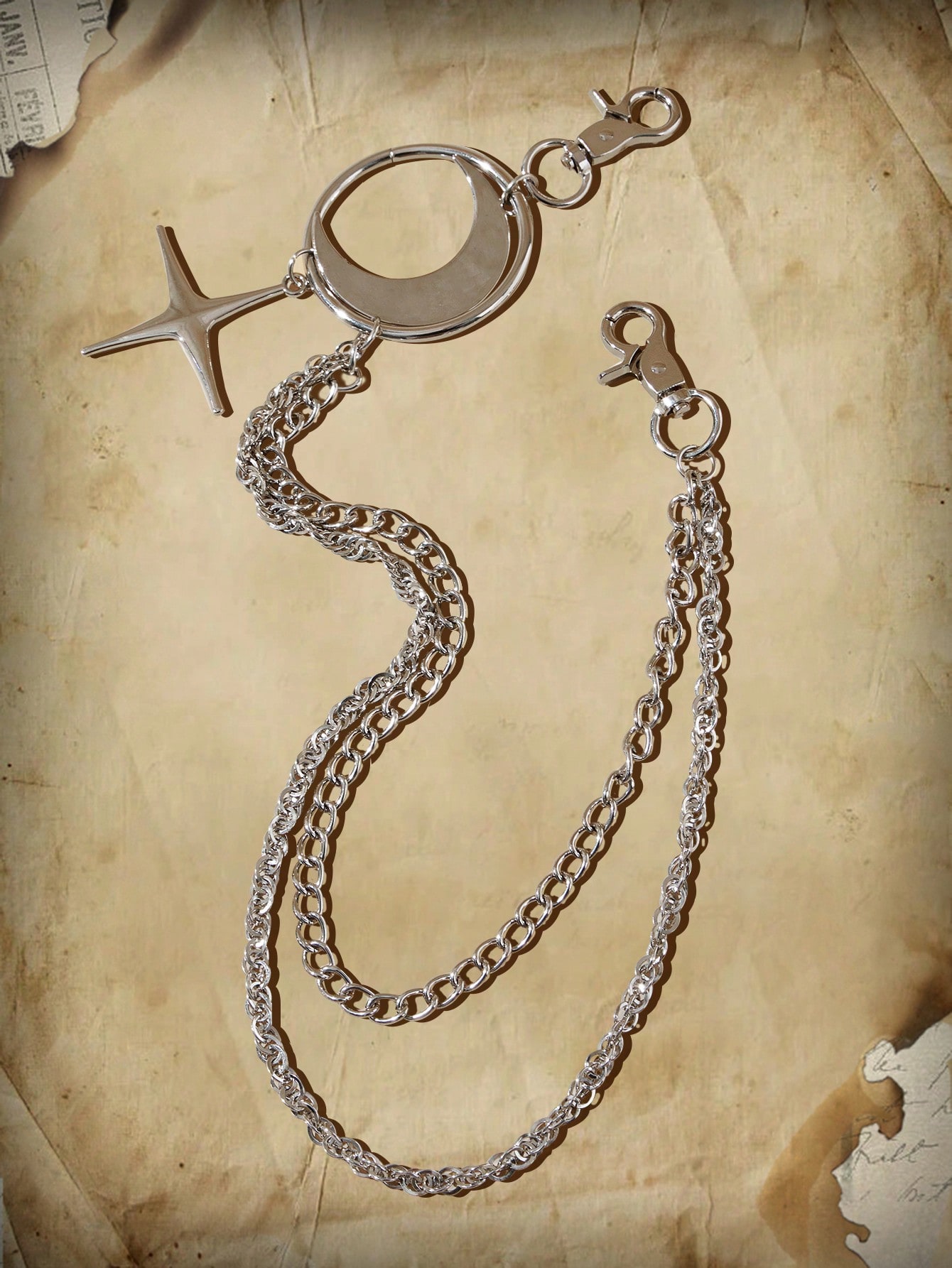 Goth 1pc Women Moon & Star Decor Trouser Chain