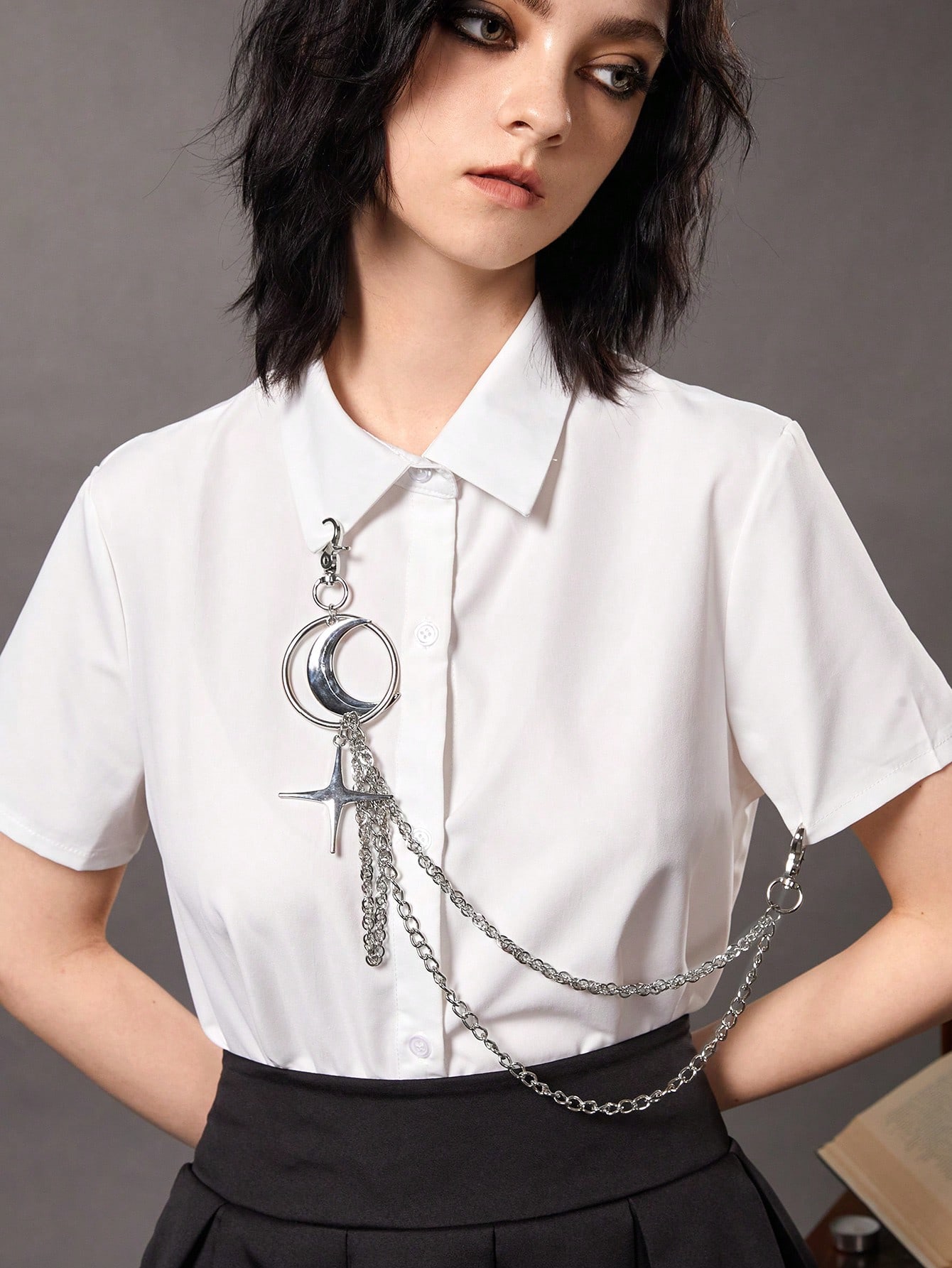 Goth 1pc Women Moon & Star Decor Trouser Chain
