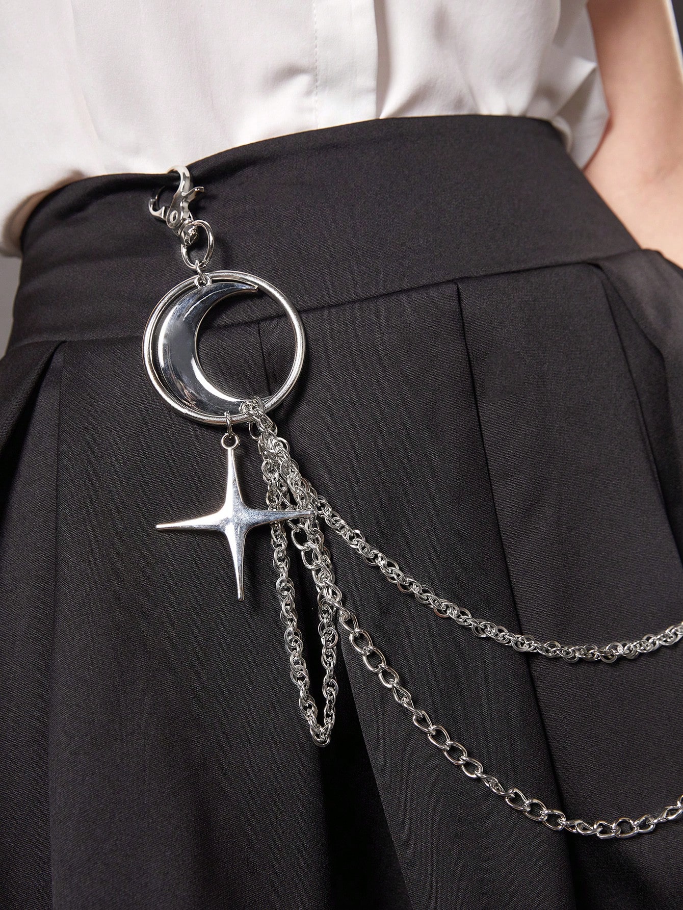 Goth 1pc Women Moon & Star Decor Trouser Chain