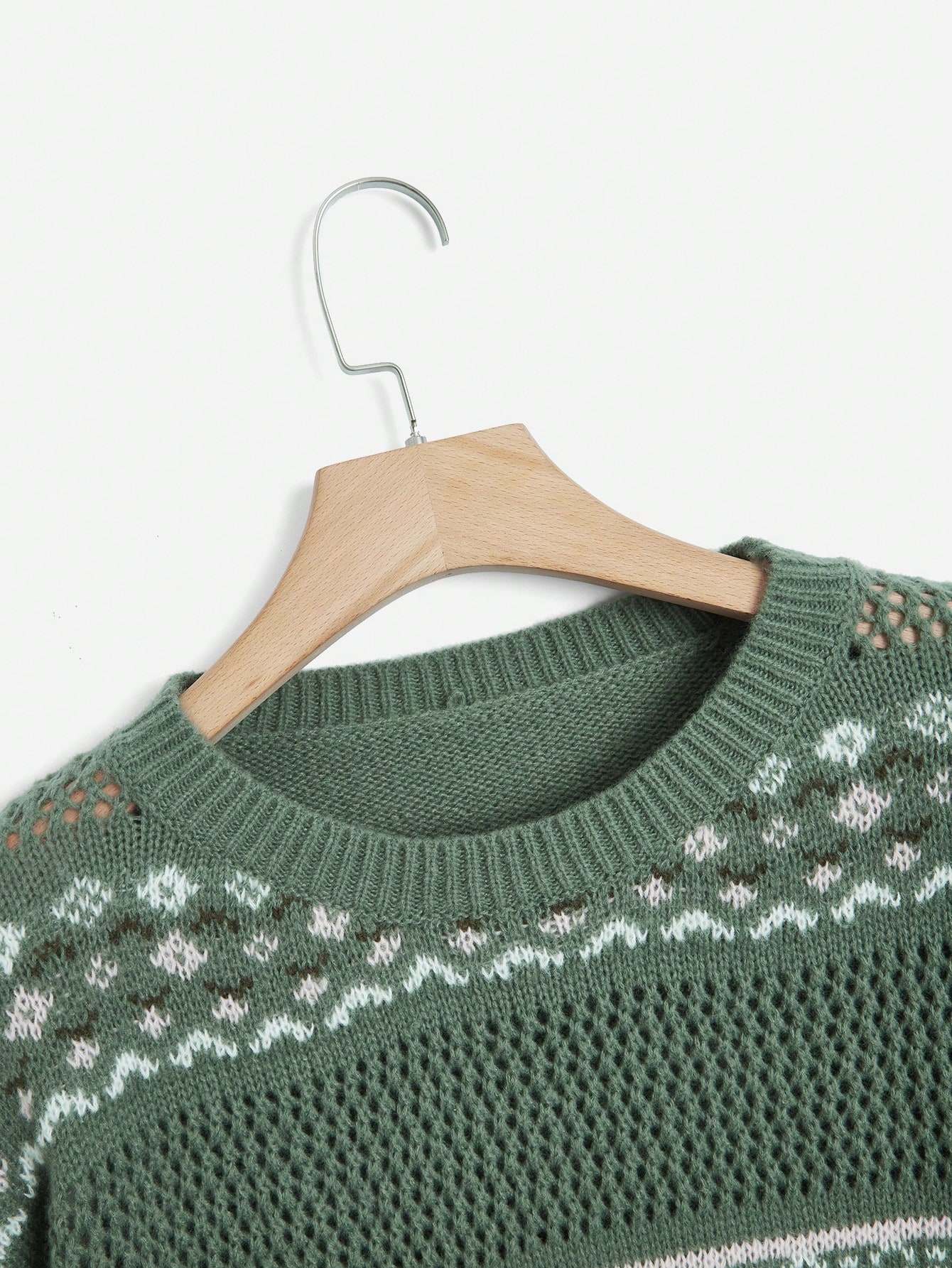 Fairycore Plus Geo Pattern Drop Shoulder Sweater