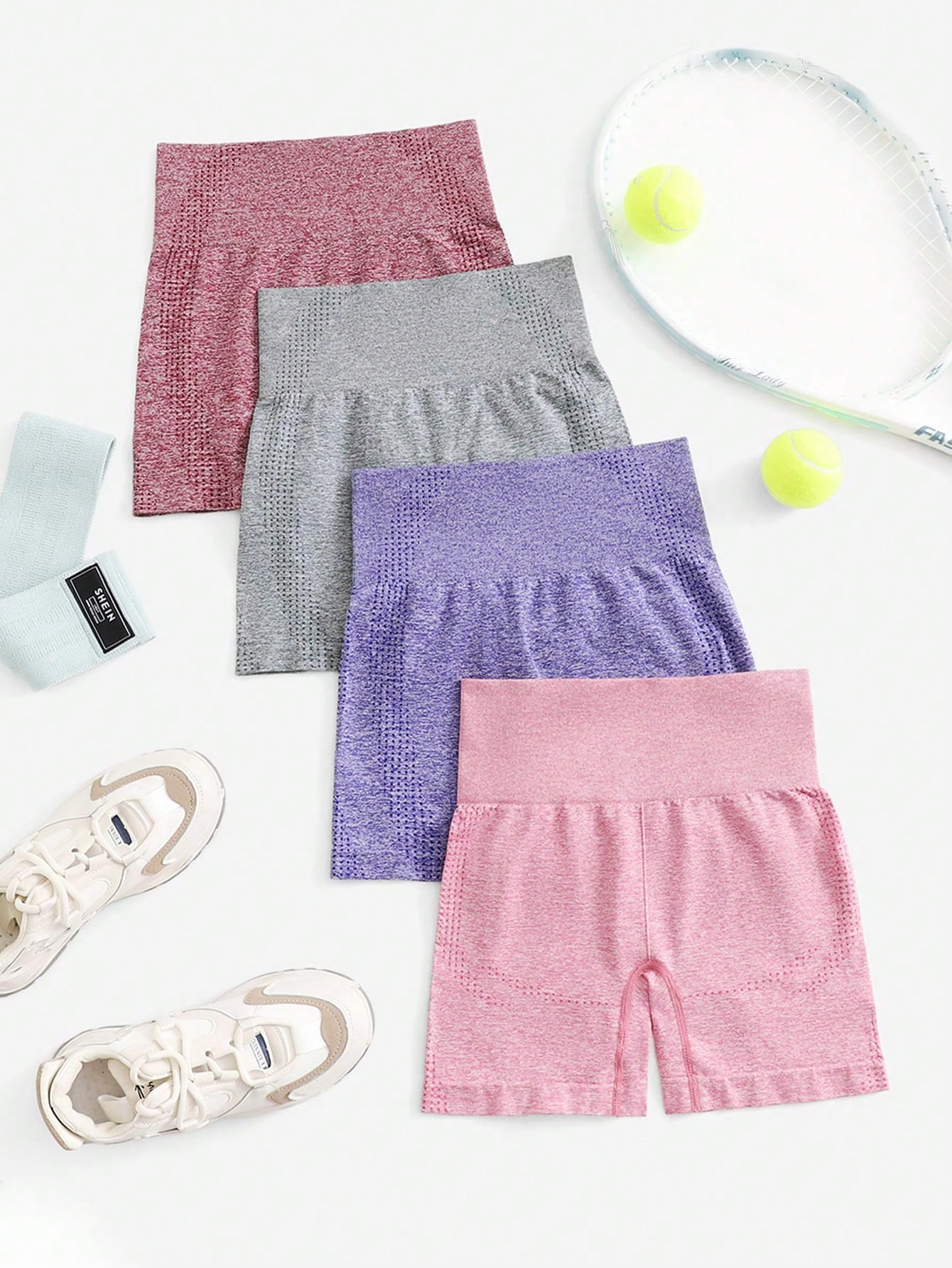 4pcs Breathable Softness Wideband Waist Sports Shorts Stretchy Shorts