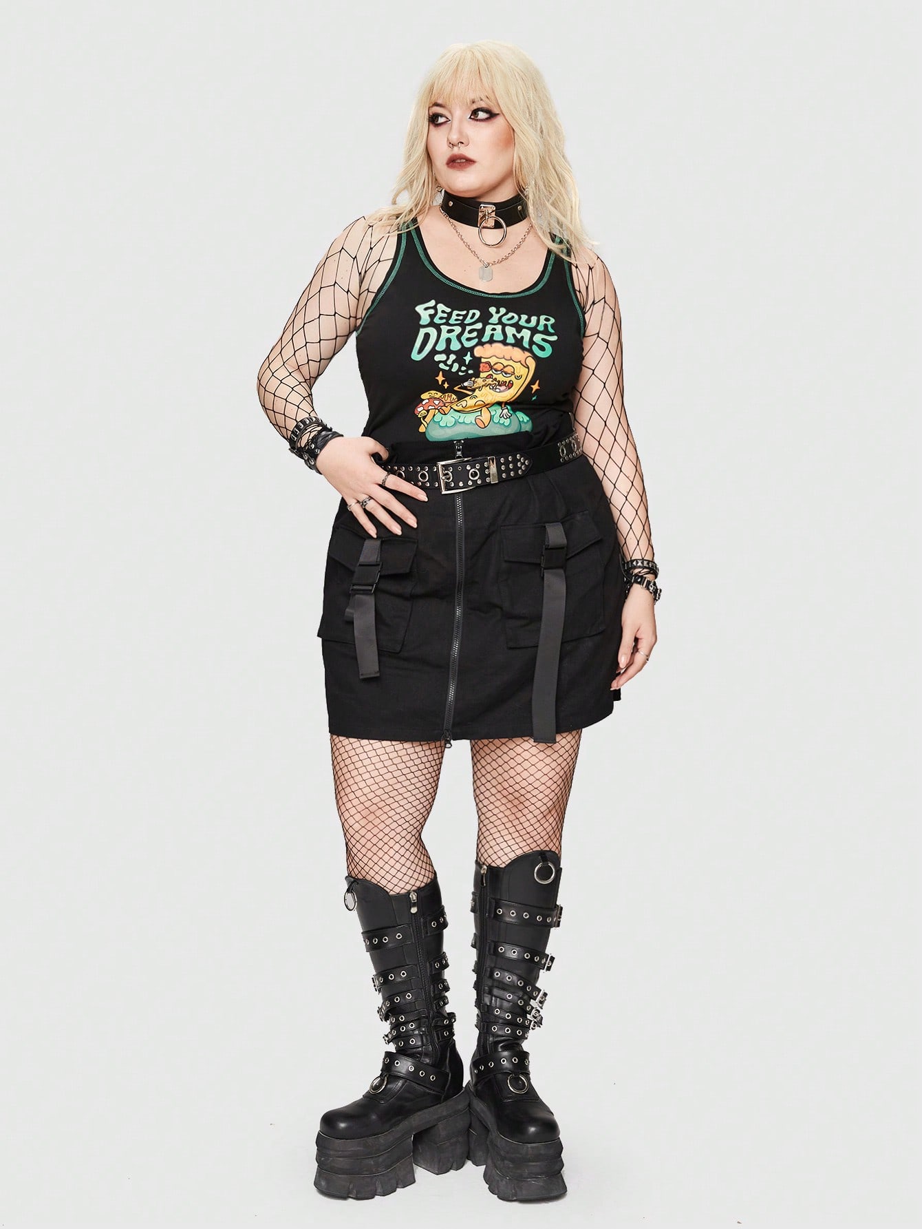 Atosha Plus Cartoon & Letter Graphic Tank Top