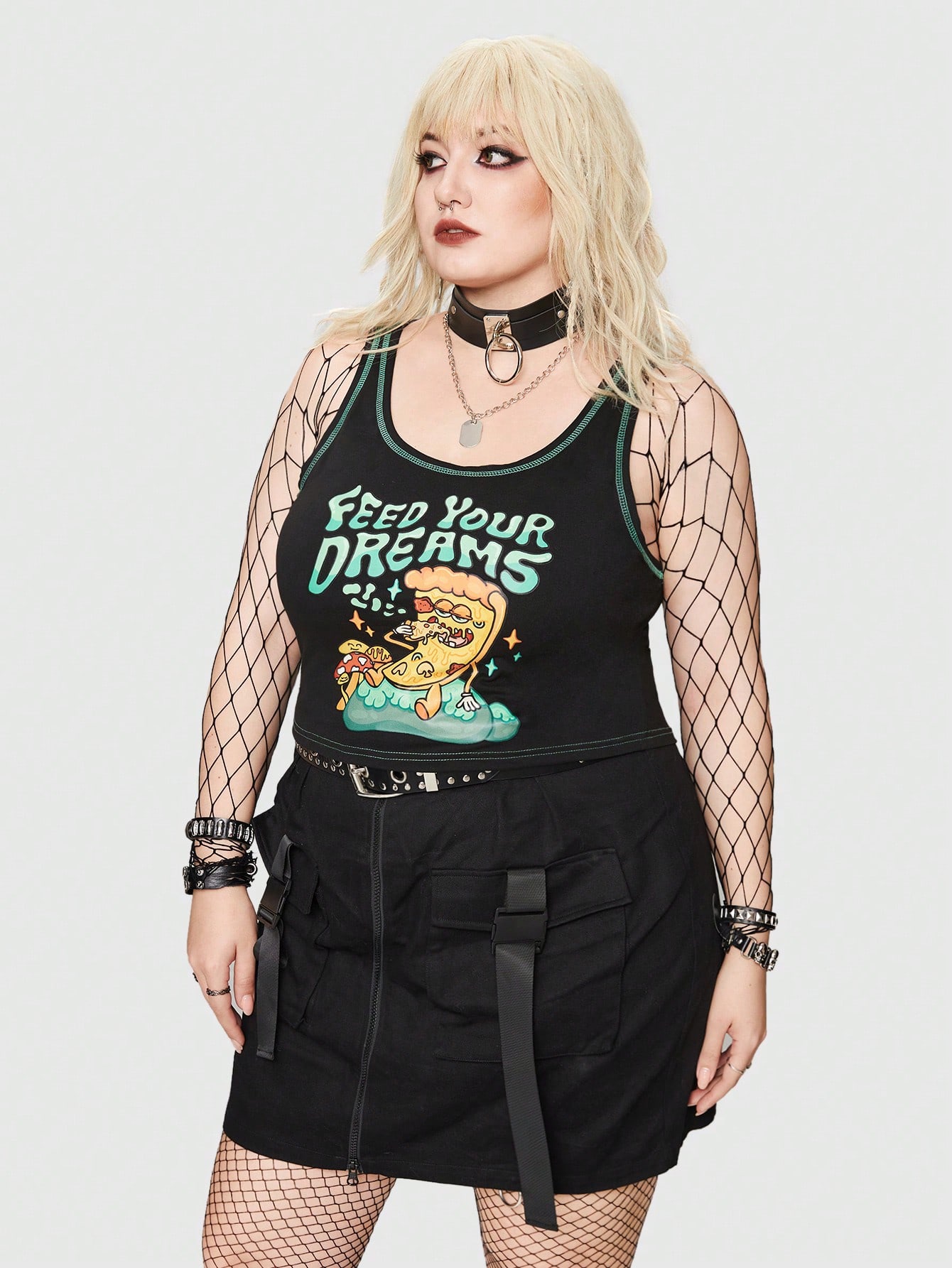 Atosha Plus Cartoon & Letter Graphic Tank Top