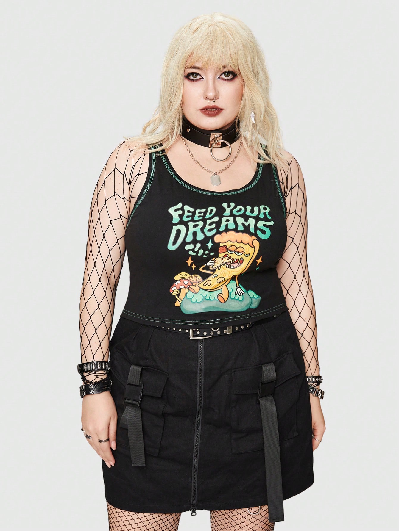 Atosha Plus Cartoon & Letter Graphic Tank Top