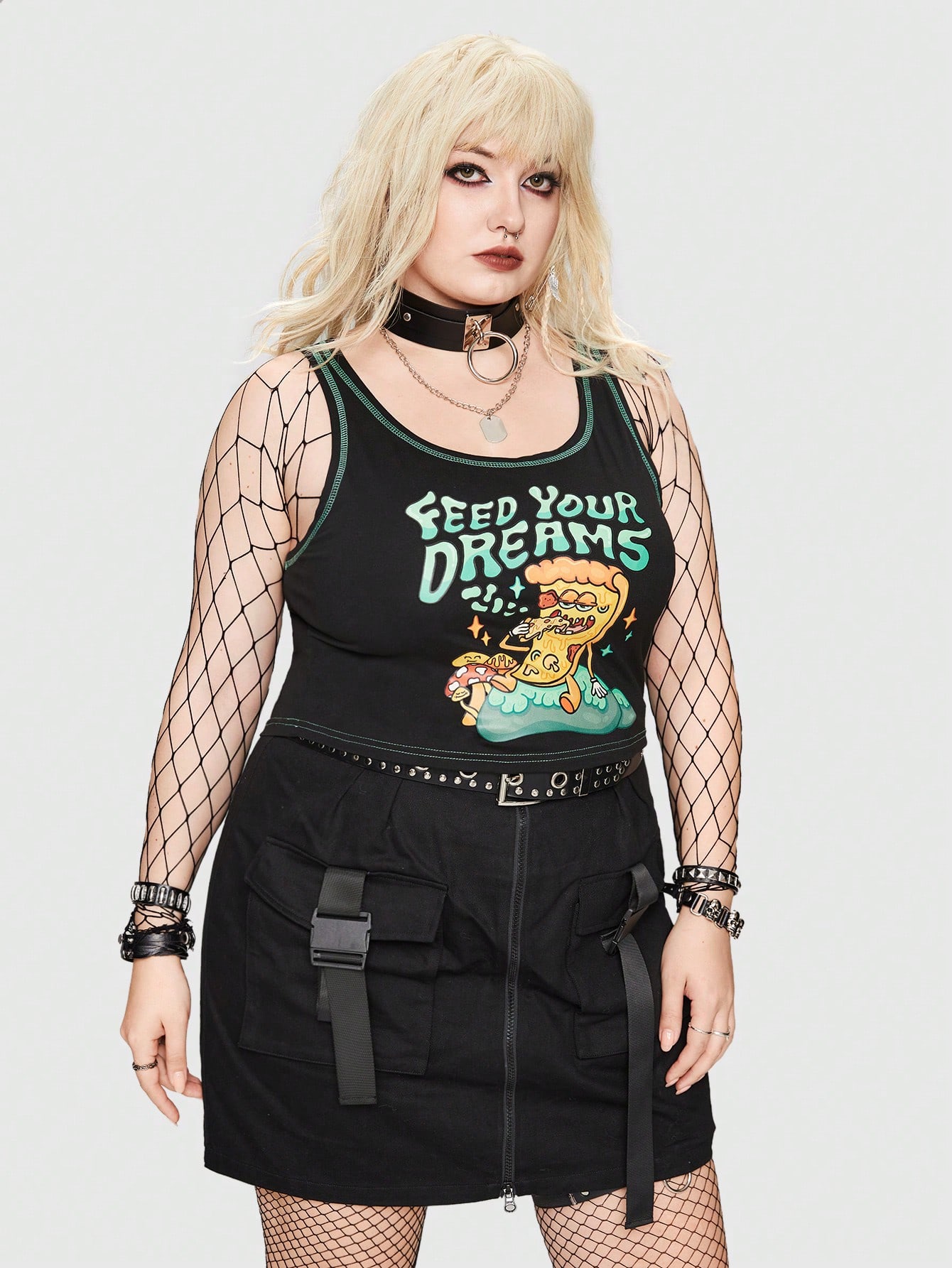 Atosha Plus Cartoon & Letter Graphic Tank Top