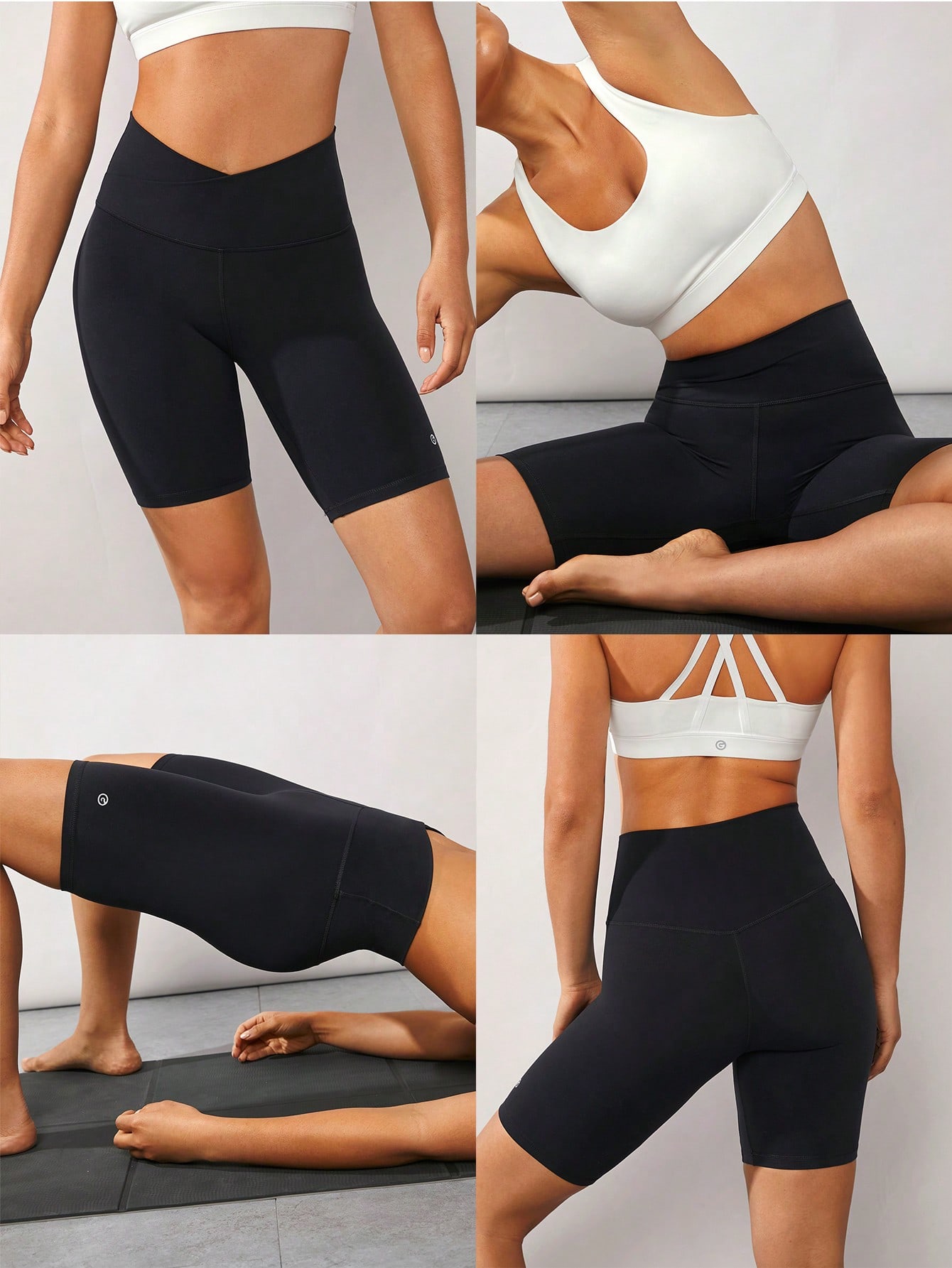 8" FeatherFit™ Crossover Biker Shorts Cycling Running Gym Workout Summer