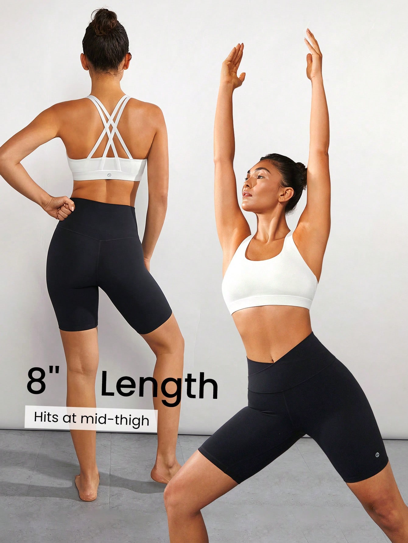 8" FeatherFit™ Crossover Biker Shorts Cycling Running Gym Workout Summer