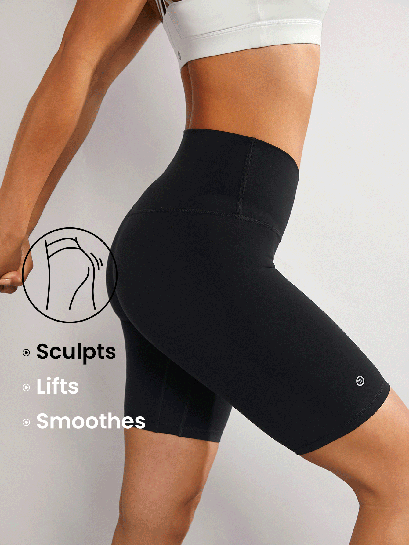 8" FeatherFit™ Crossover Biker Shorts Cycling Running Gym Workout Summer