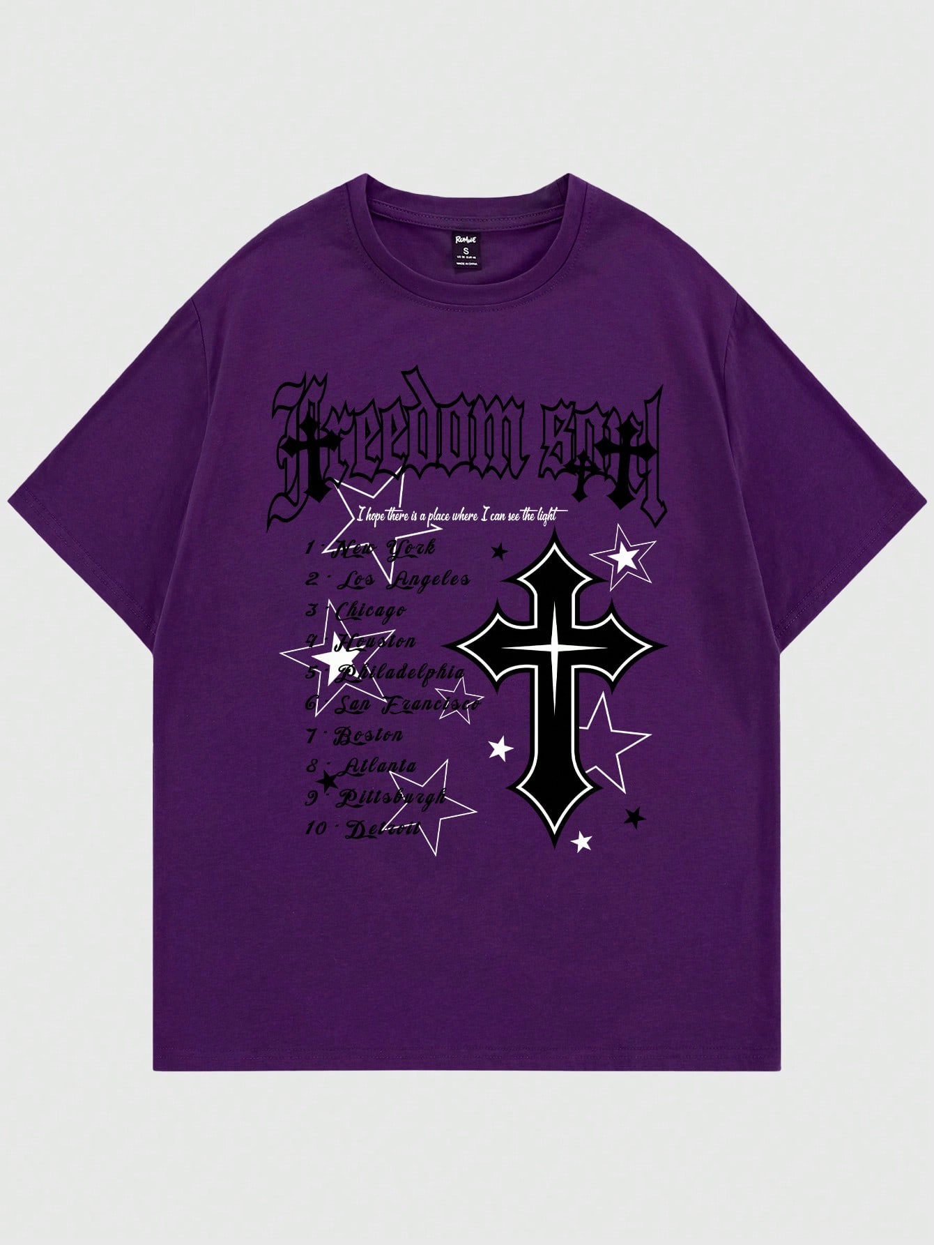 Goth Men Letter & Star Print Tee, School