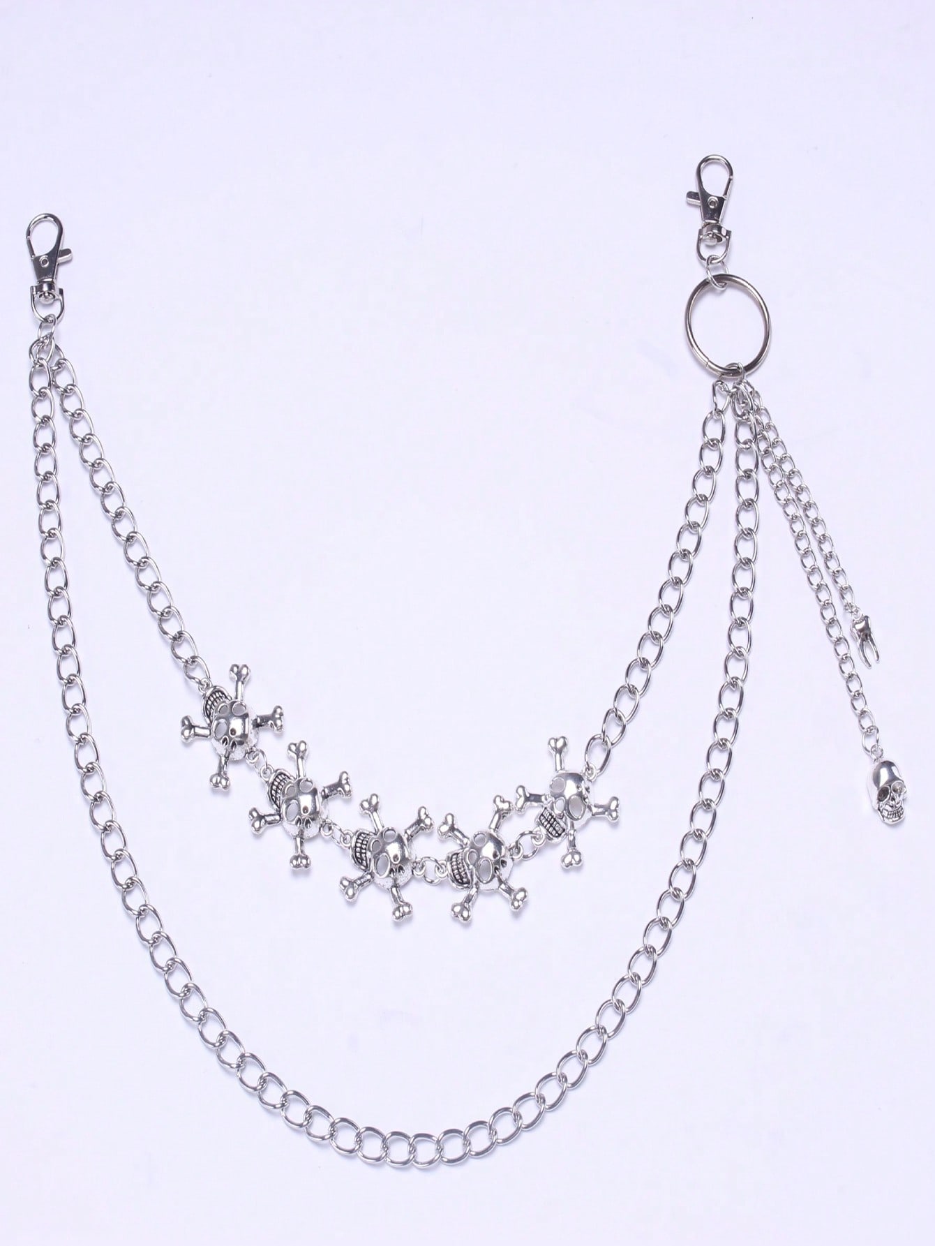 Grunge Punk 1pc Women Skull Decor Layered Trouser Chain