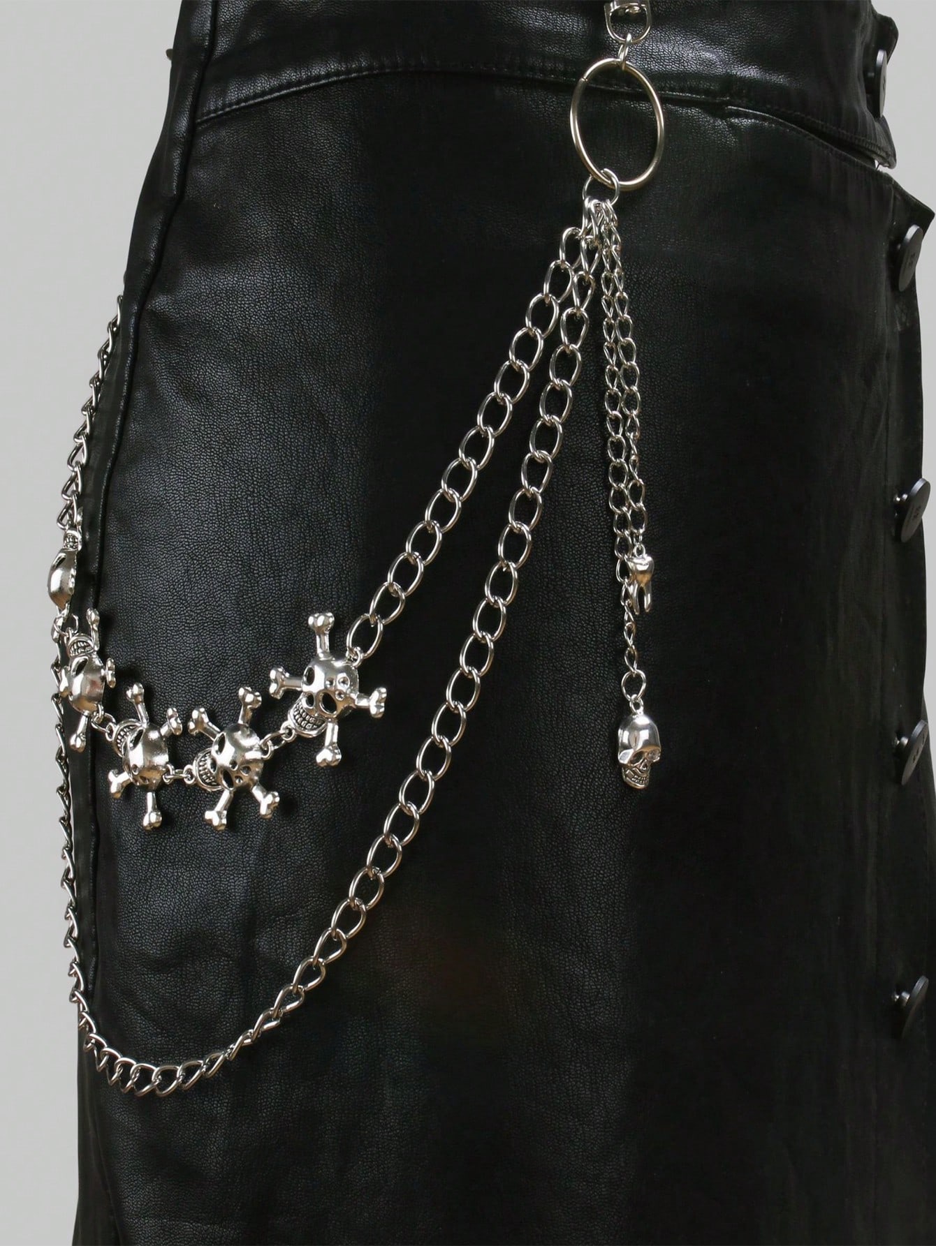 Grunge Punk 1pc Women Skull Decor Layered Trouser Chain
