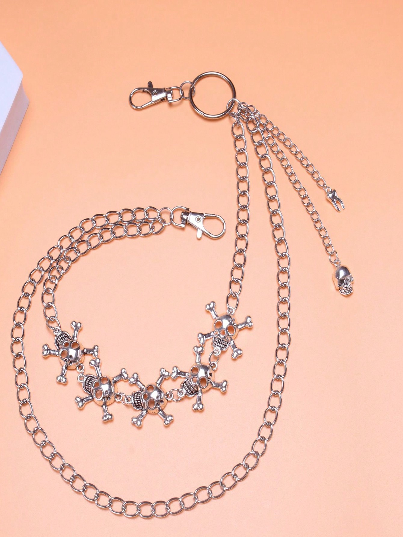Grunge Punk 1pc Women Skull Decor Layered Trouser Chain