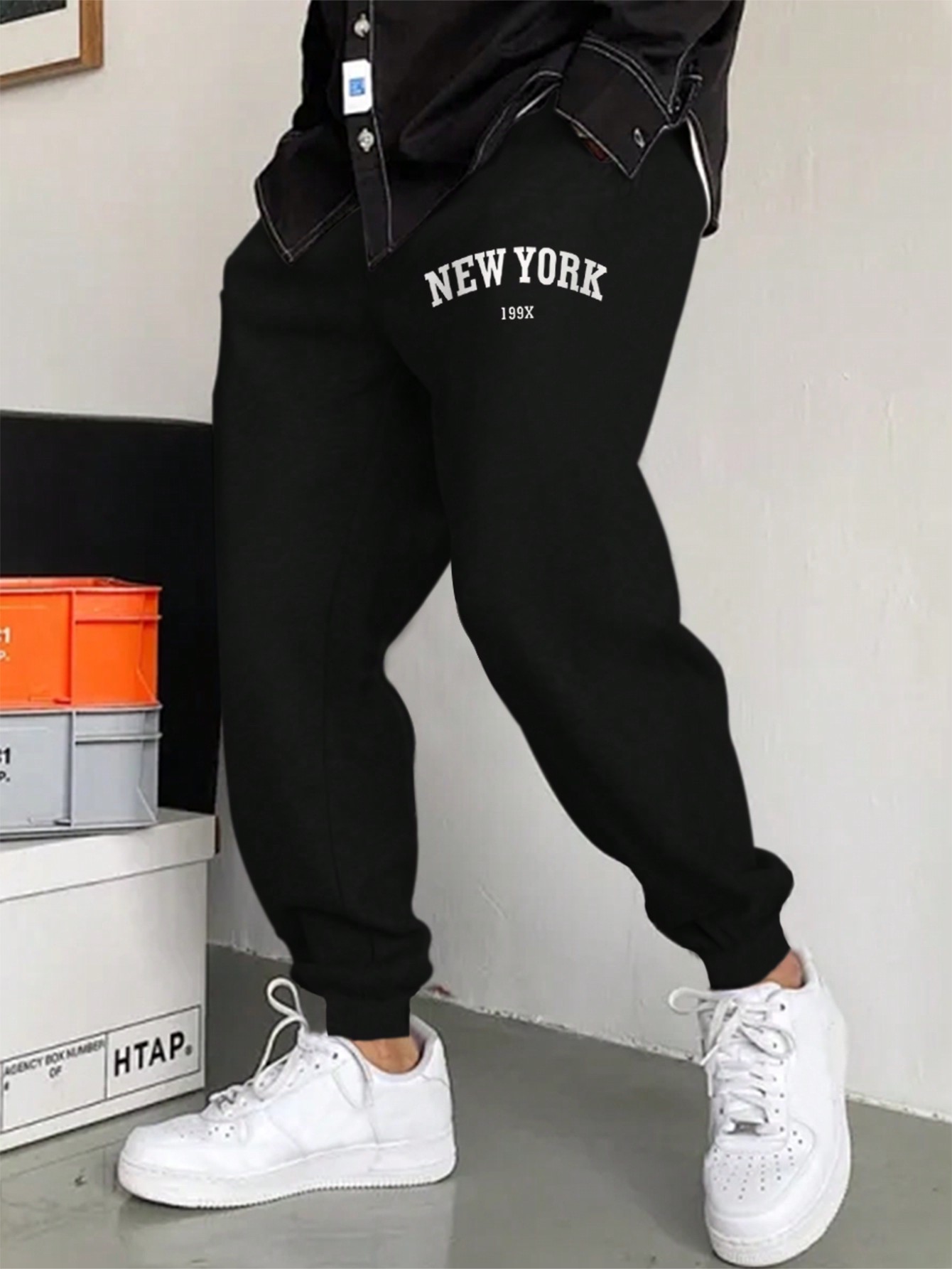 Guys Letter Graphic Drawstring Waist Sweatpants