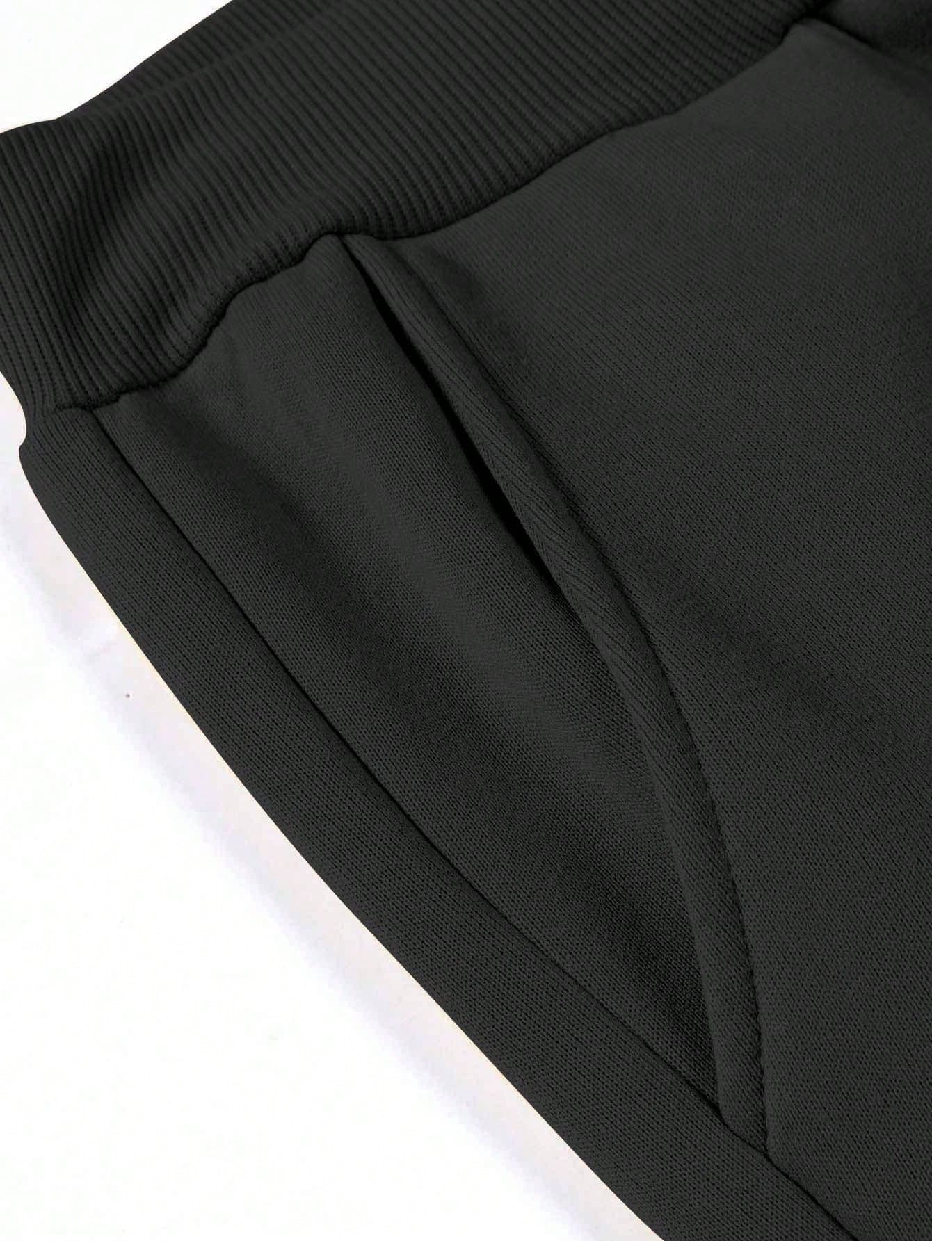 Guys Letter Graphic Drawstring Waist Sweatpants