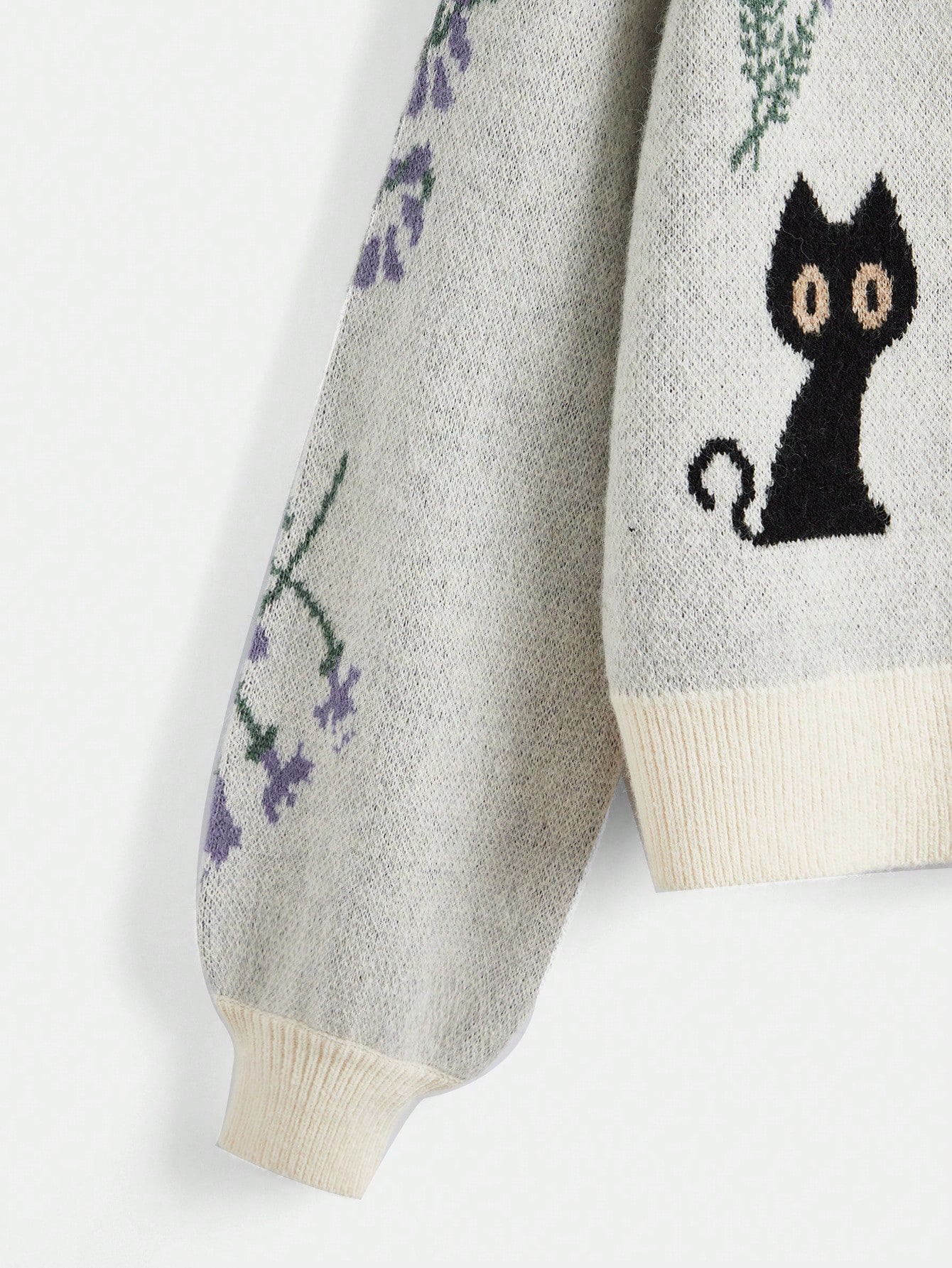 Fairycore Flower Cartoon Pattern Lantern Sleeve Cardigan