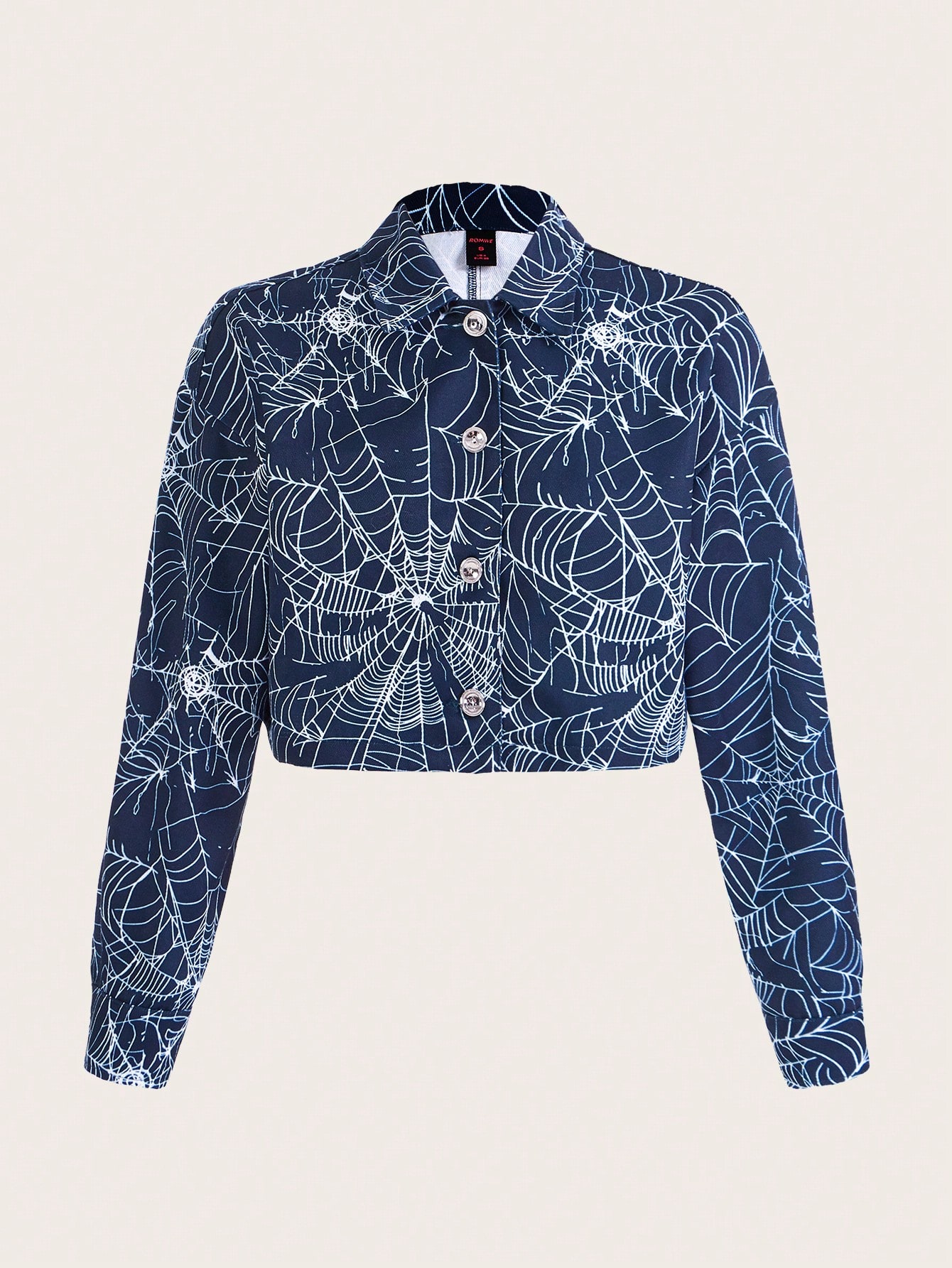 Spider Web Print Crop Jacket