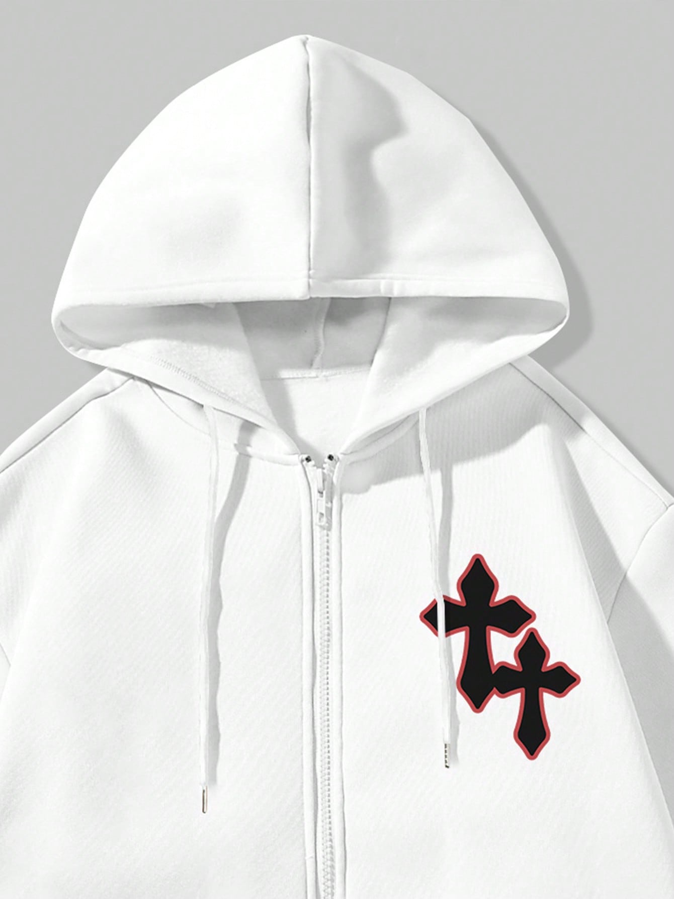 Street Life Guys Slogan & Figure Graphic Kangaroo Pocket Drawstring Thermal Lined Hoodie