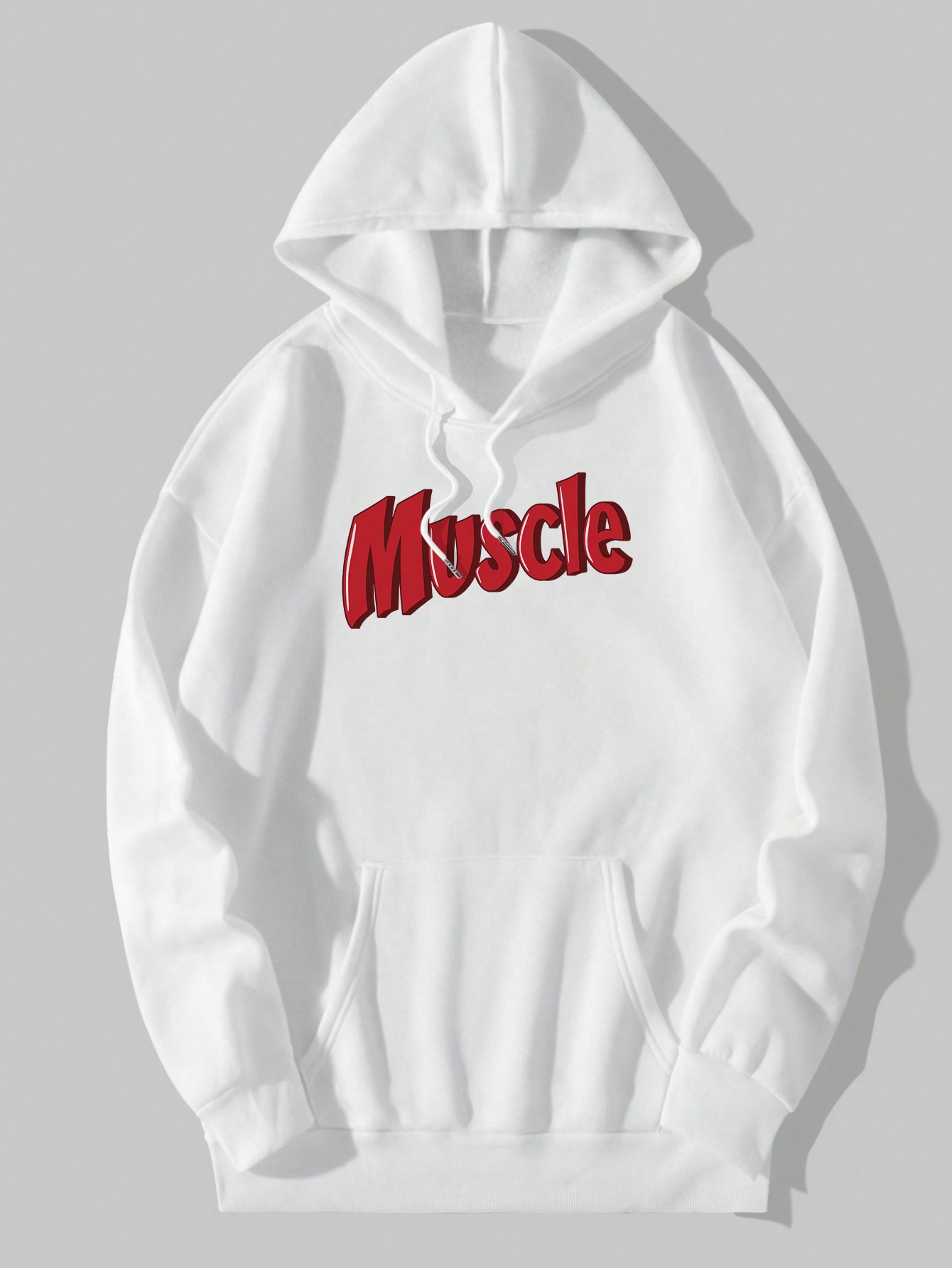 Street Life Guys Slogan & Cartoon Graphic Drop Shoulder Kangaroo Pocket Drawstring Hoodie