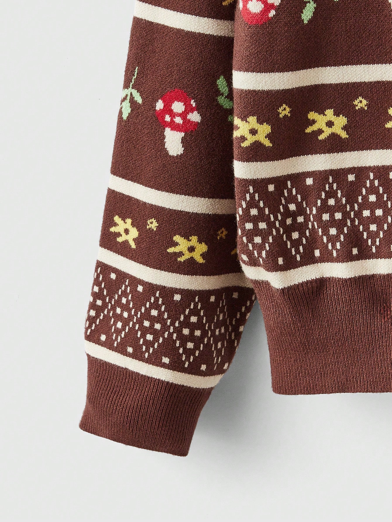 Fairycore Women's Mushroom Pattern Round Neck Sweater