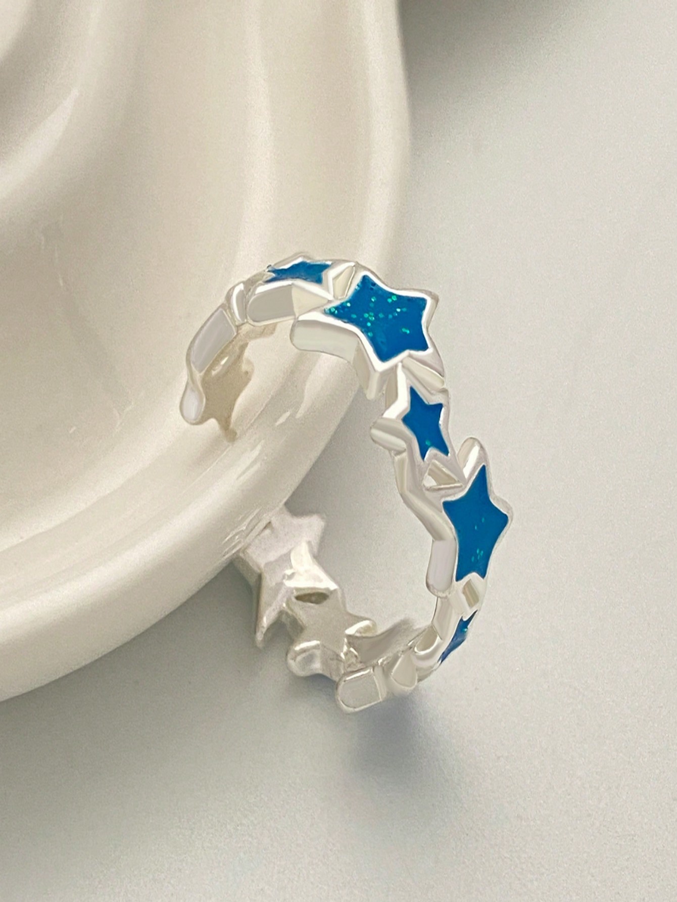 Kawaii Asymmetric Color Star Ring Female Ins Personality Sweet And Cool Style Dopamine Index Finger Ring Accessories Ring Set