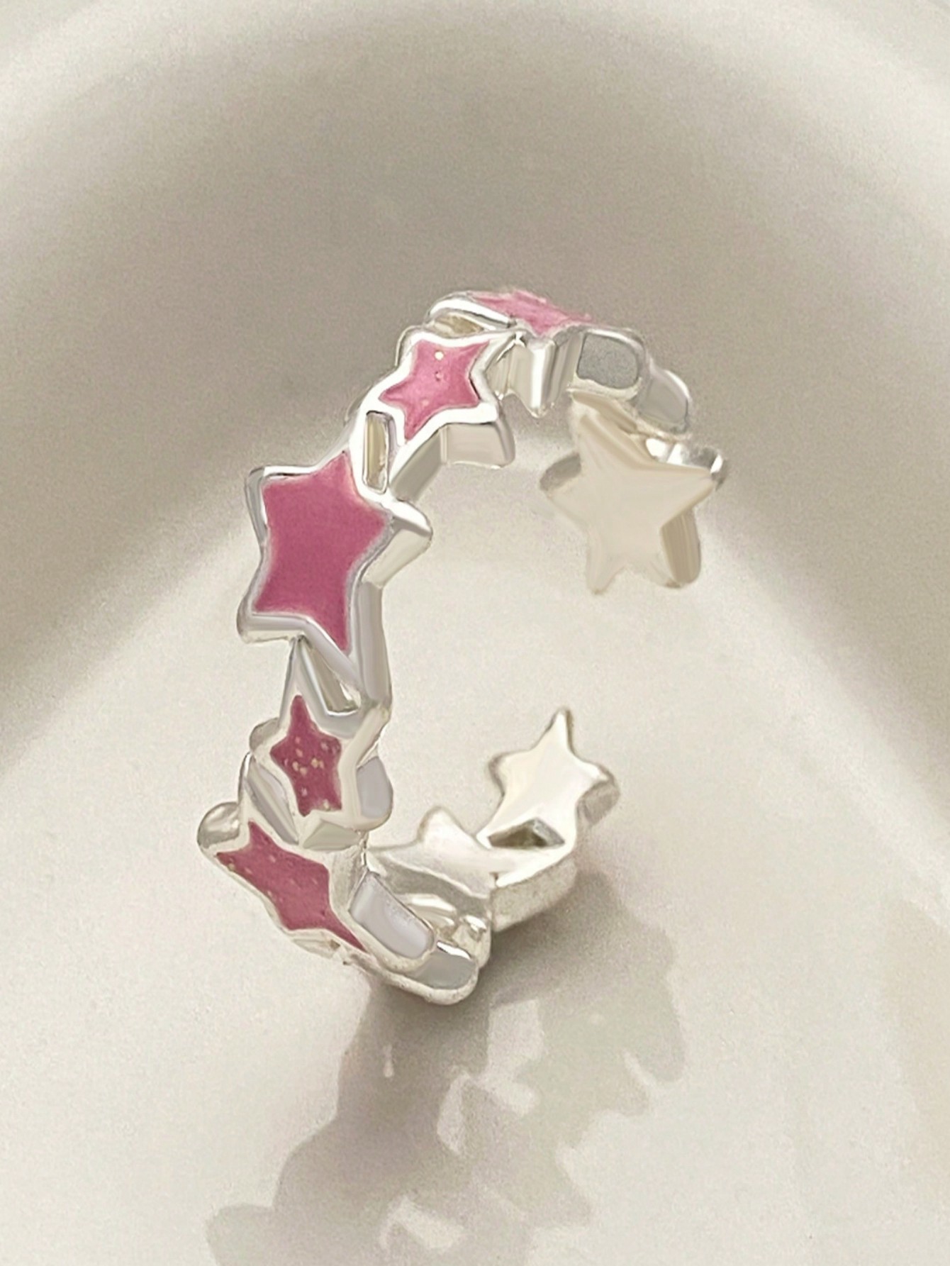 Kawaii Asymmetric Color Star Ring Female Ins Personality Sweet And Cool Style Dopamine Index Finger Ring Accessories Ring Set