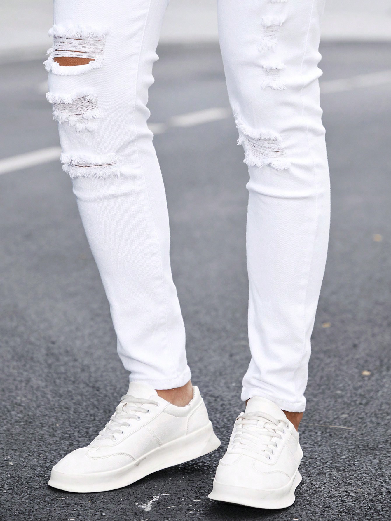 Guys Ripped Frayed Skinny Jeans