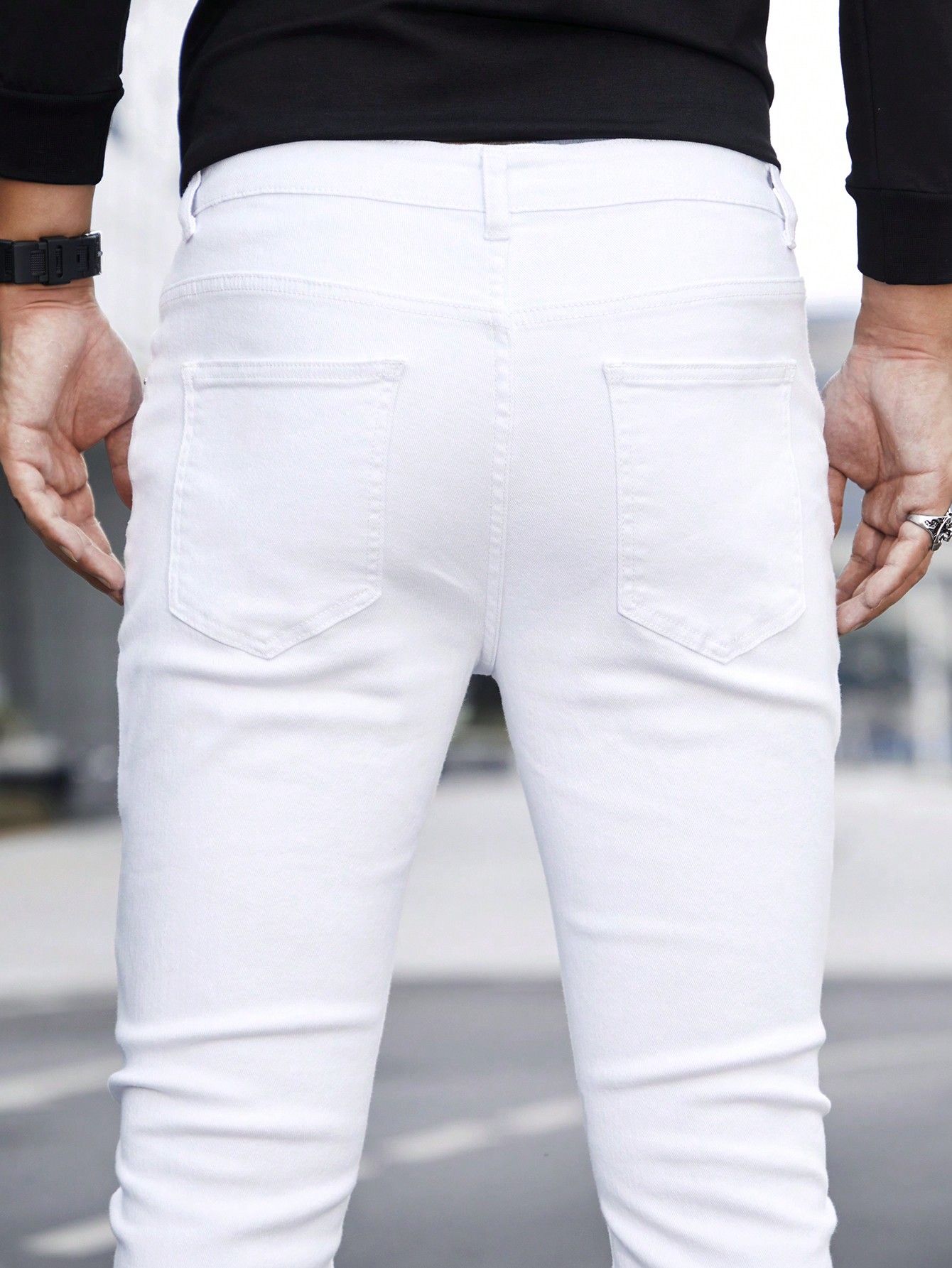 Guys Ripped Frayed Skinny Jeans