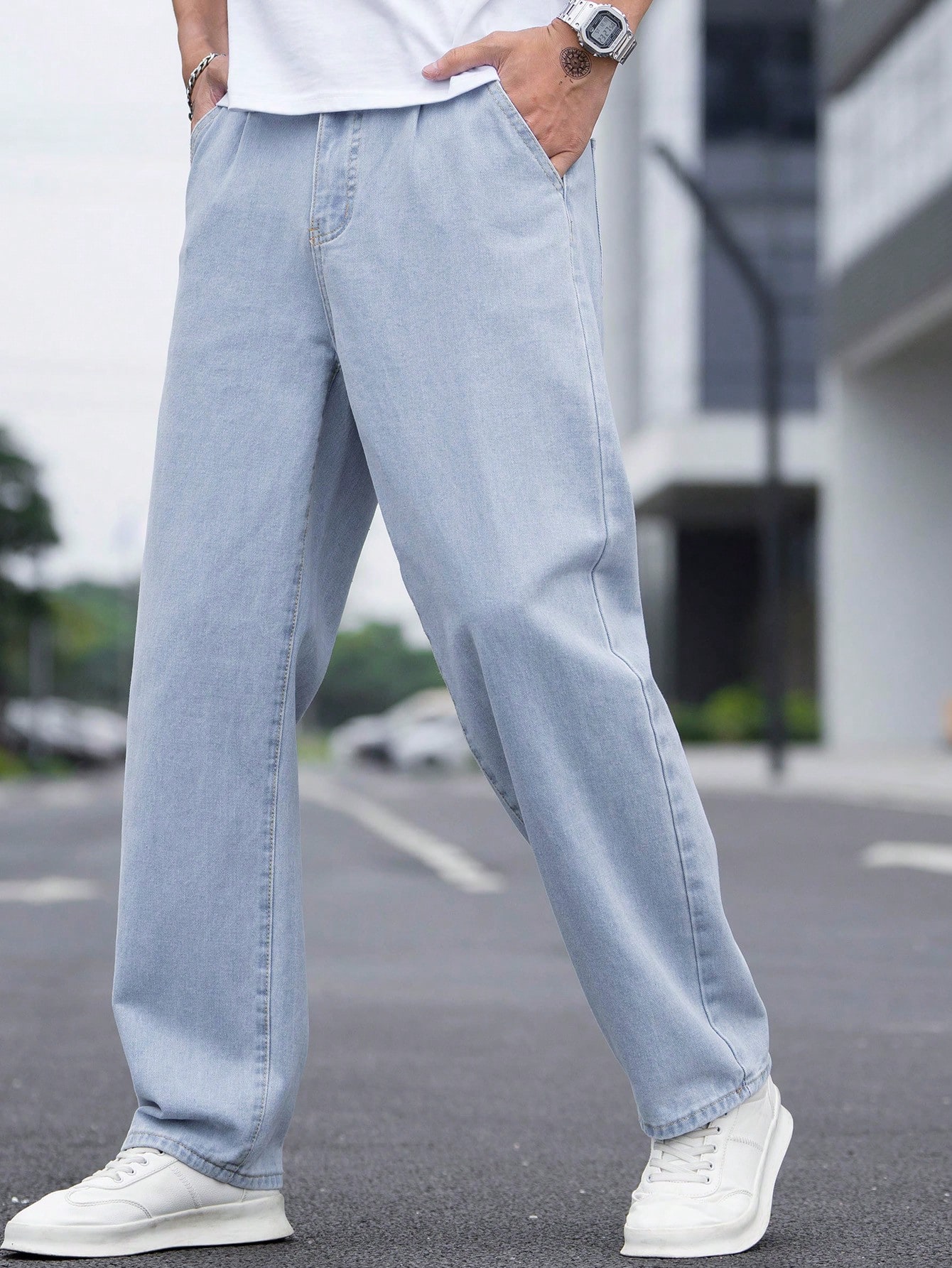 Guys Slant Pocket Loose Fit Jeans