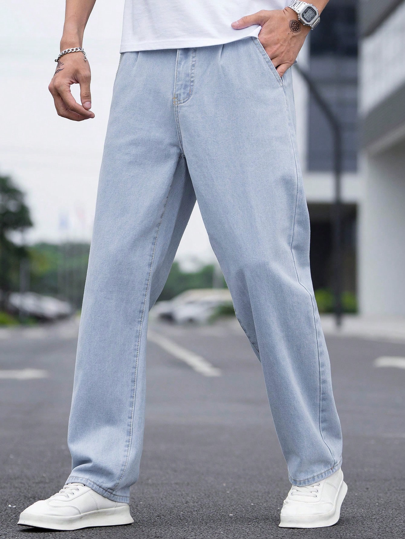 Guys Slant Pocket Loose Fit Jeans