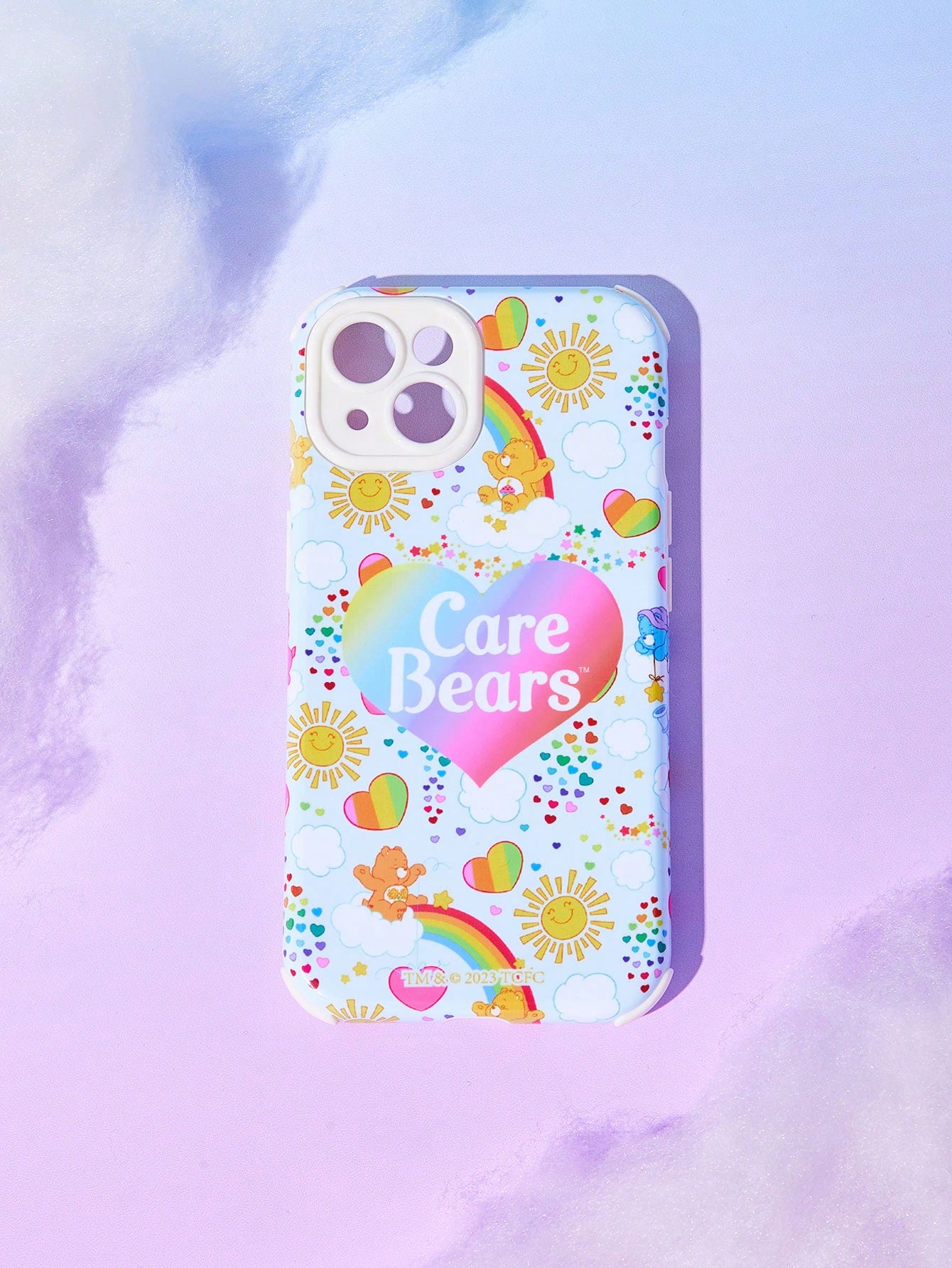 ROMWE X Care Bears Printed Dual Layer Phone Case With Tempered Glass Screen Protector (Compatible With Iphone)