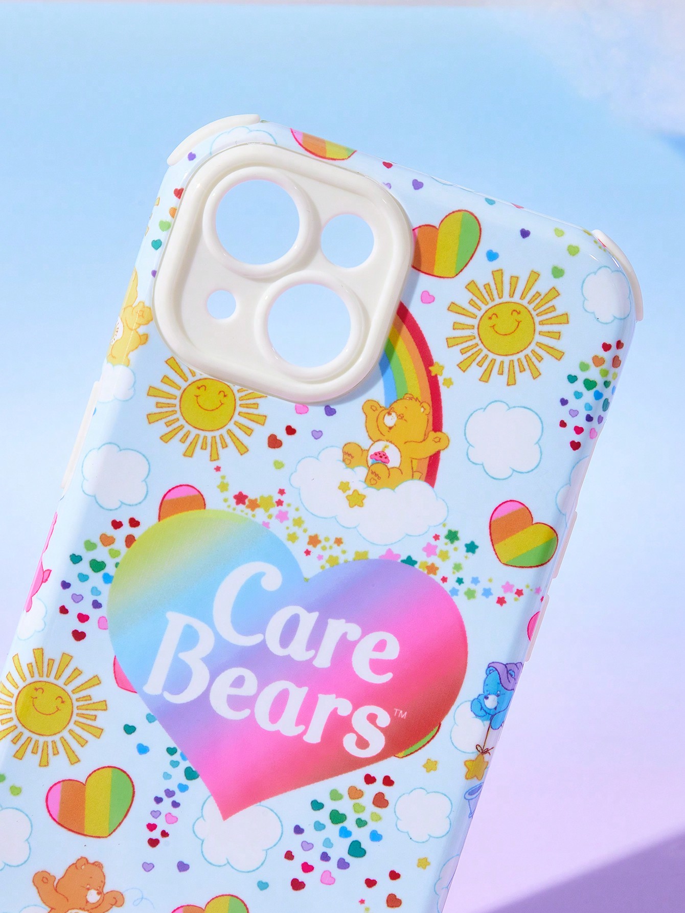 ROMWE X Care Bears Printed Dual Layer Phone Case With Tempered Glass Screen Protector (Compatible With Iphone)