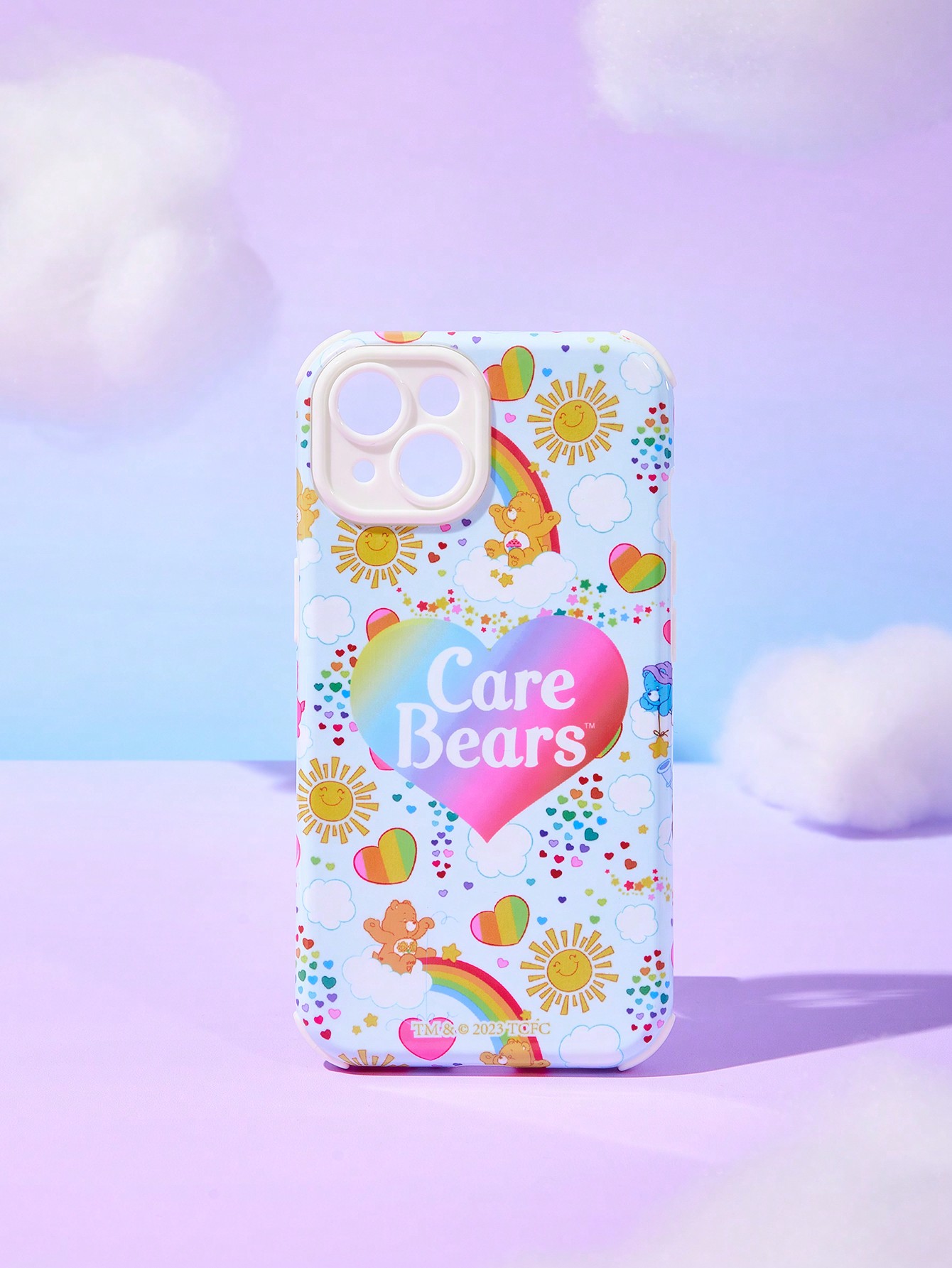 ROMWE X Care Bears Printed Dual Layer Phone Case With Tempered Glass Screen Protector (Compatible With Iphone)